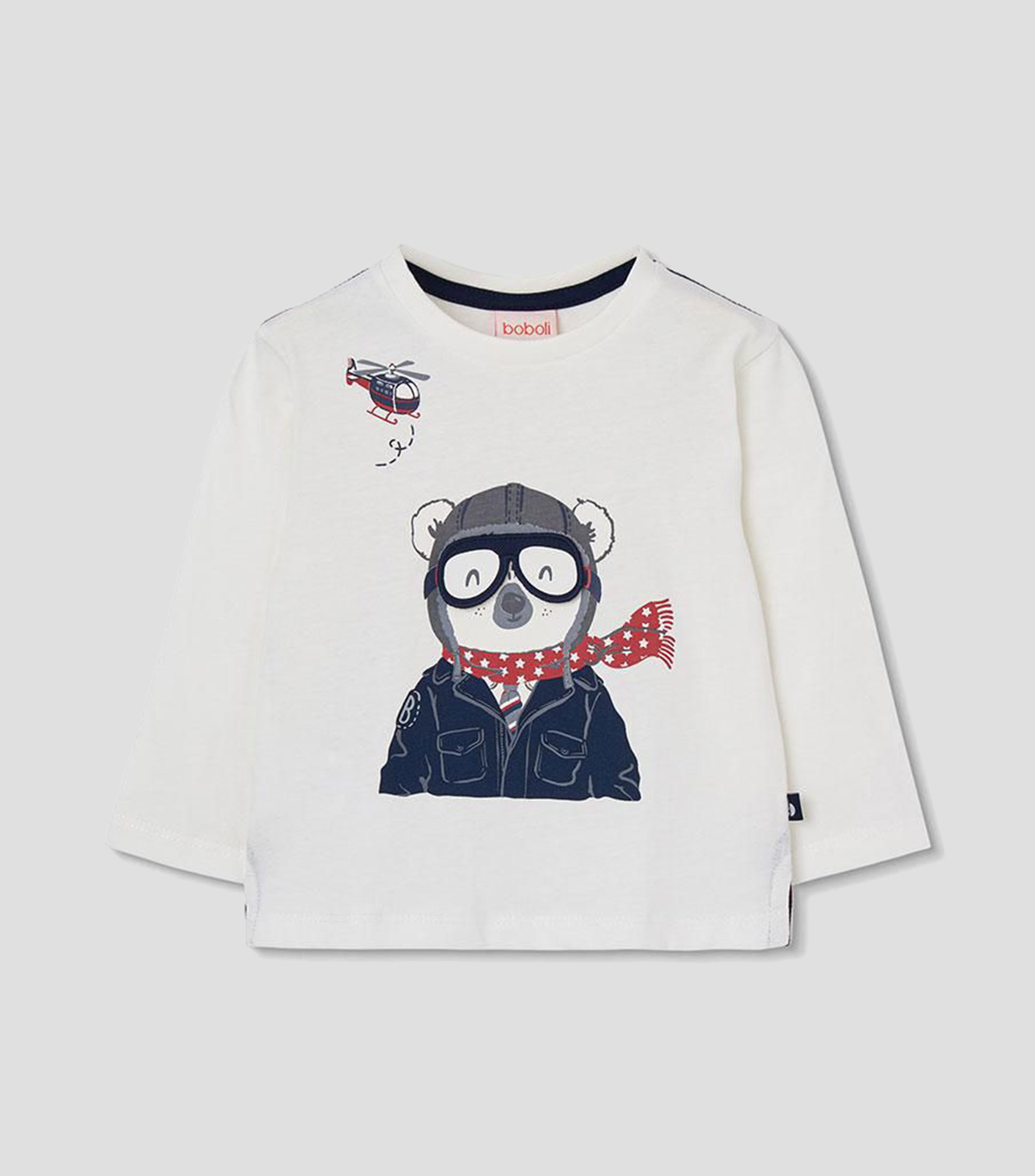 Playera de cuello redondo con manga larga estampada Niño