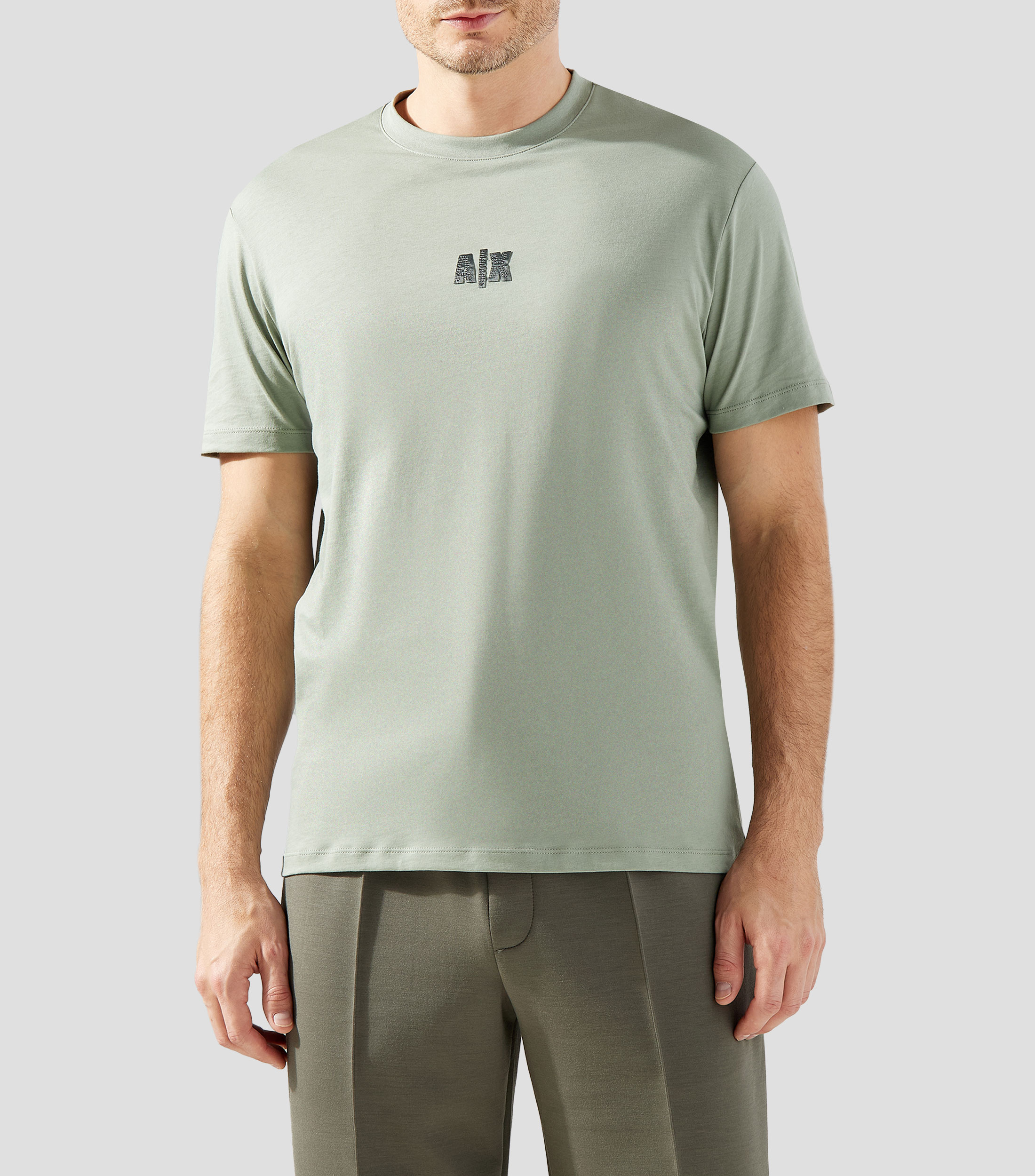 Playera cuello redondo manga corta de diseño sólido Hombre