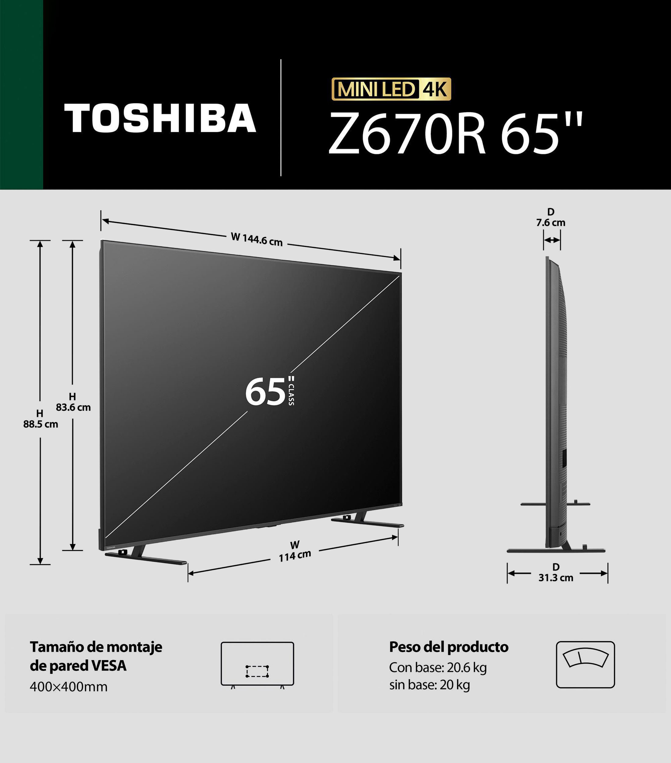 Pantalla 65 Pulgadas Plana MiniLED 4K 65Z670RM FIRE TV