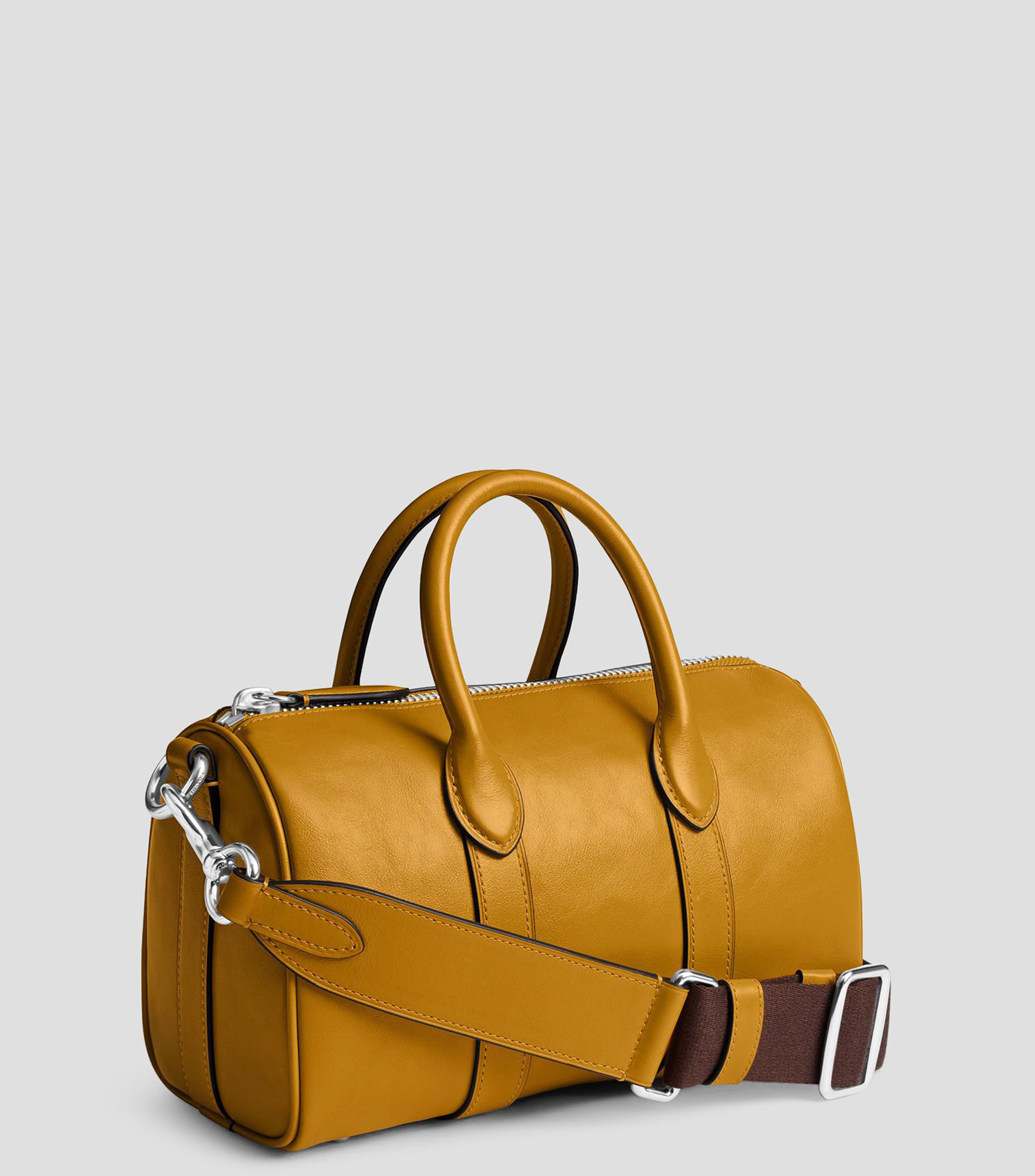 Bolsa bowler en piel amarillo Compass lisa Mujer
