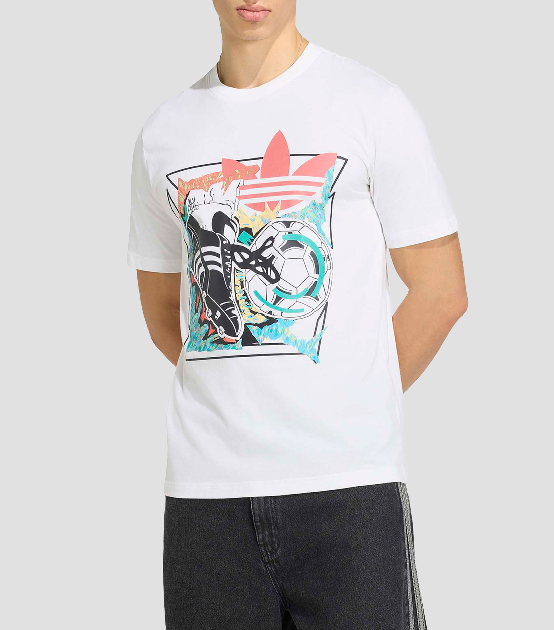 Playera cuello redondo manga corta con estampado Hombre
