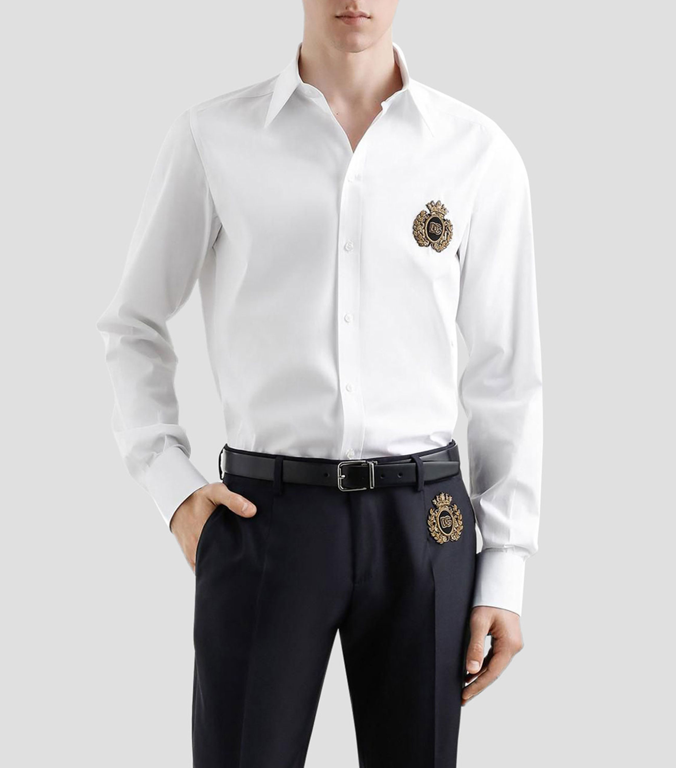 Camisa con bordado manga larga Hombre
