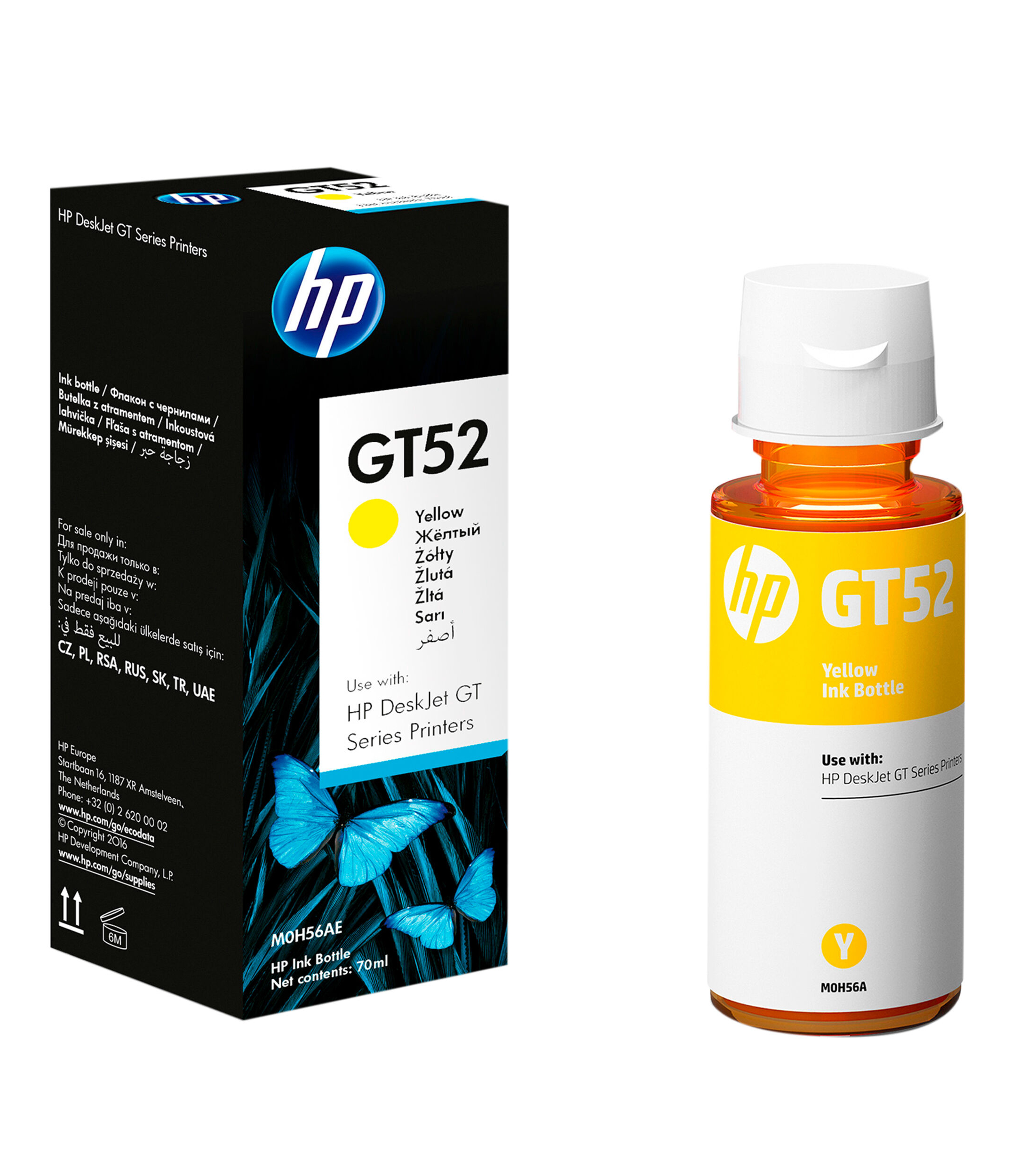 Botella de tinta Original HP GT52 Amarilla M0H56AL Deskjet 5810, 5820