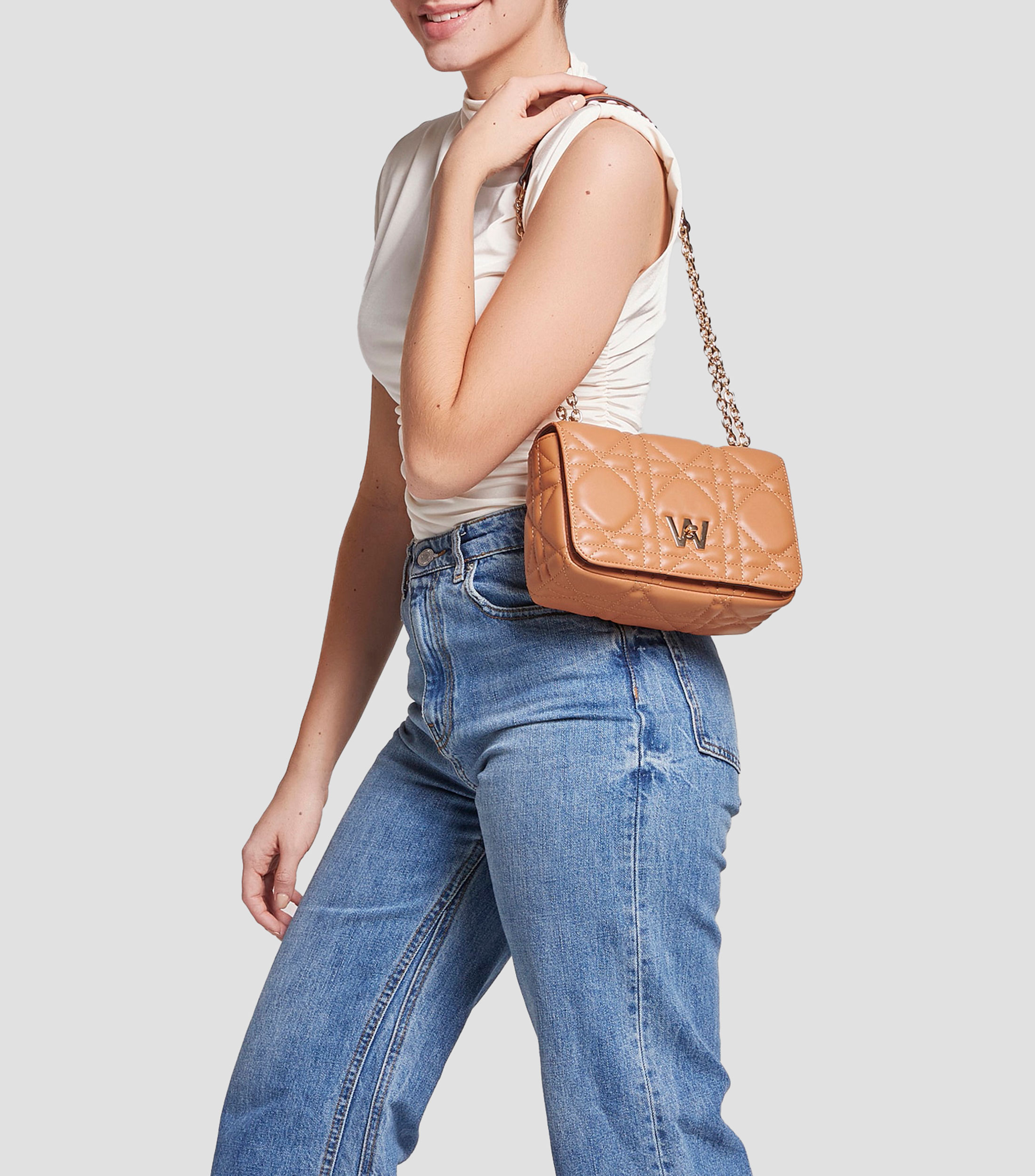 Bolsa Crossbody con pespuntes Mujer