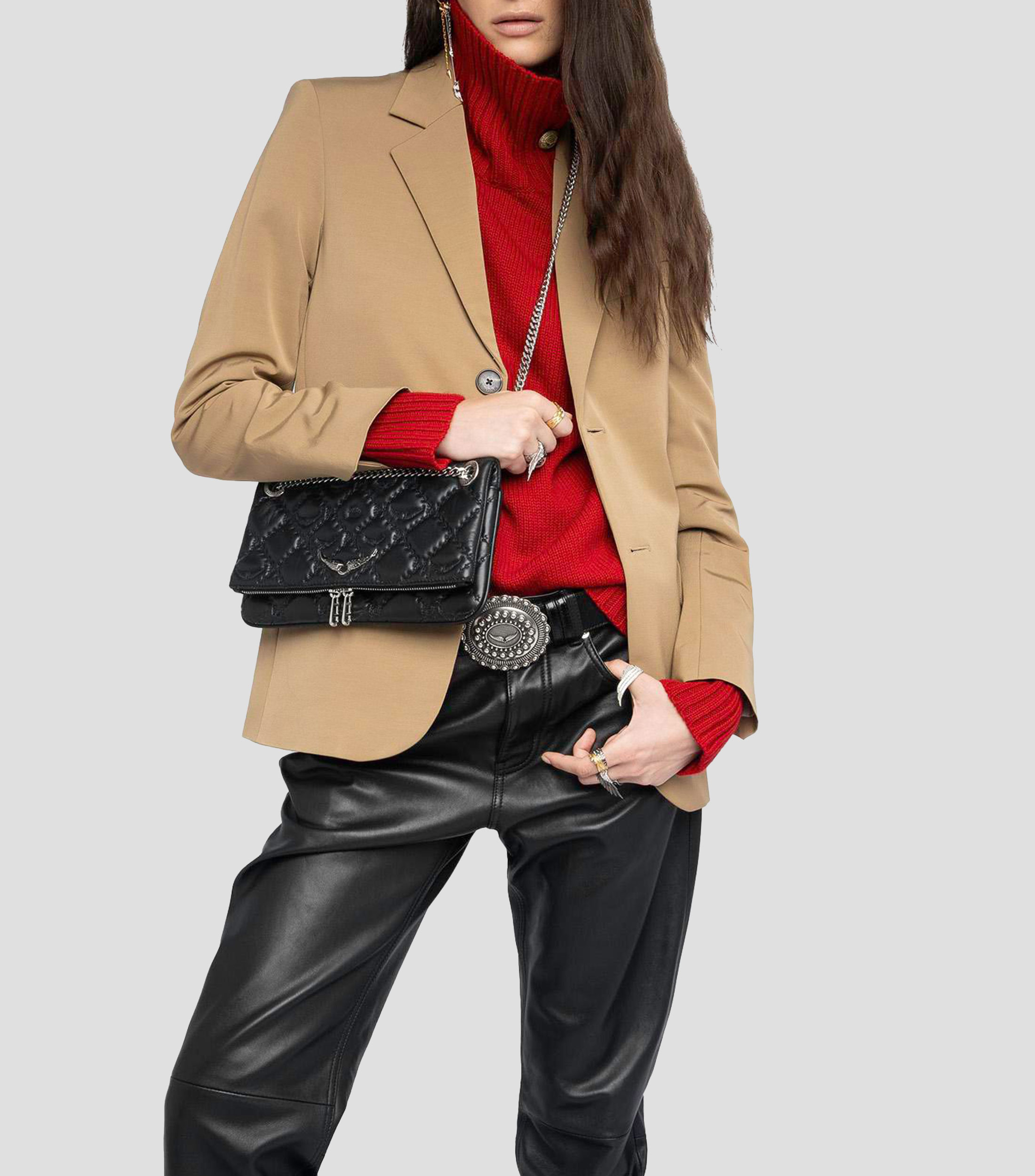 Bolsa crossbody en piel Rock II monogram Mujer
