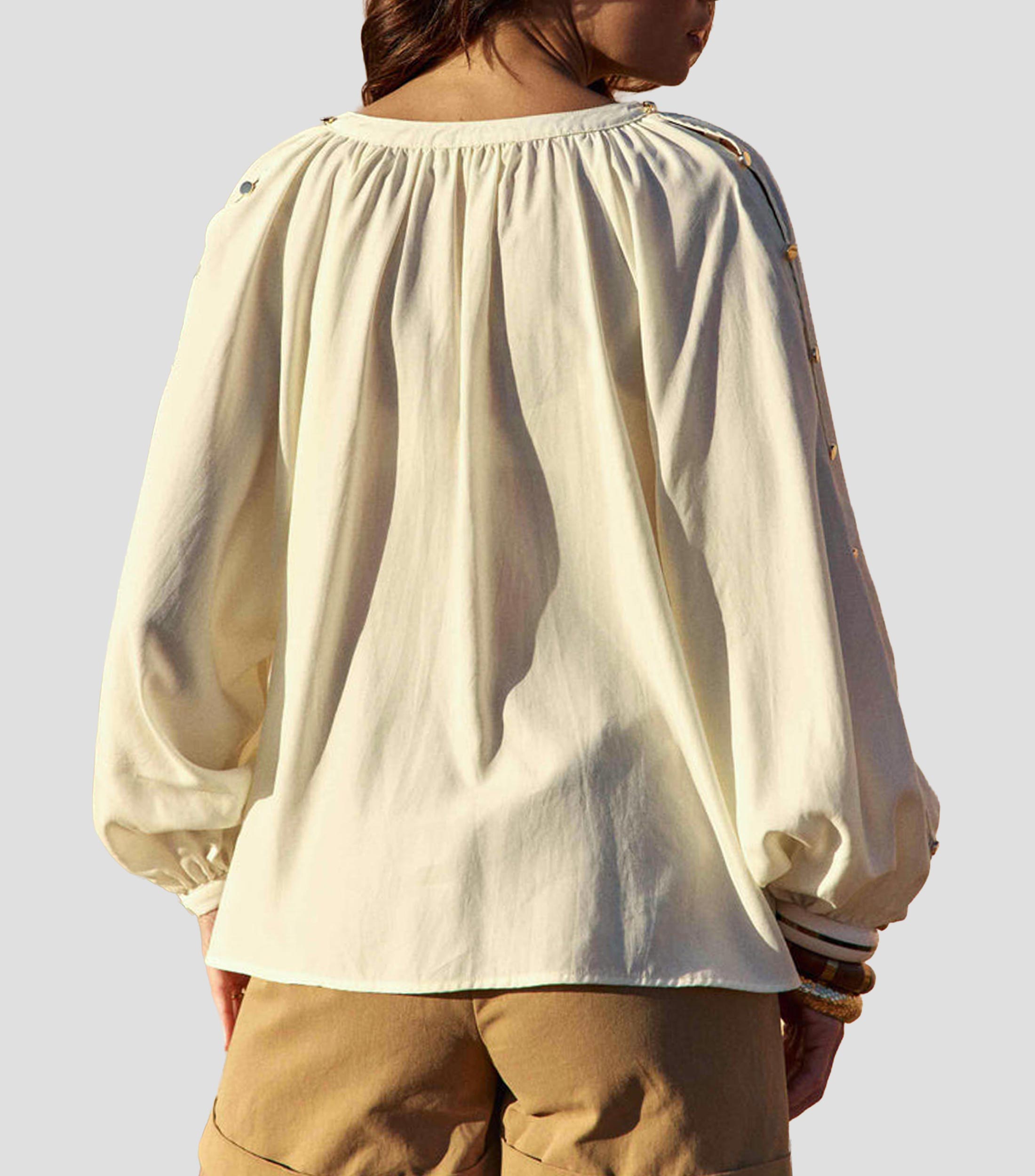Blusa lisa manga larga Mujer