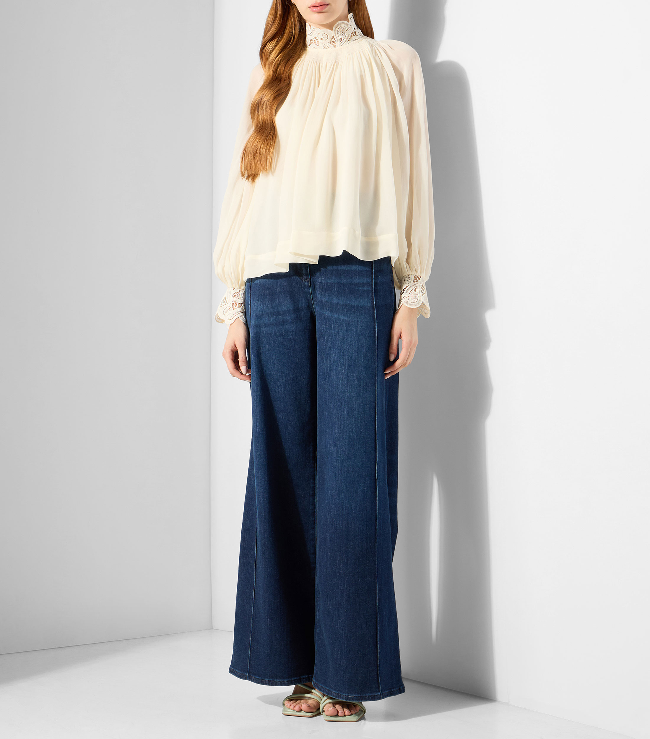 Blusa lisa con manga larga Mujer