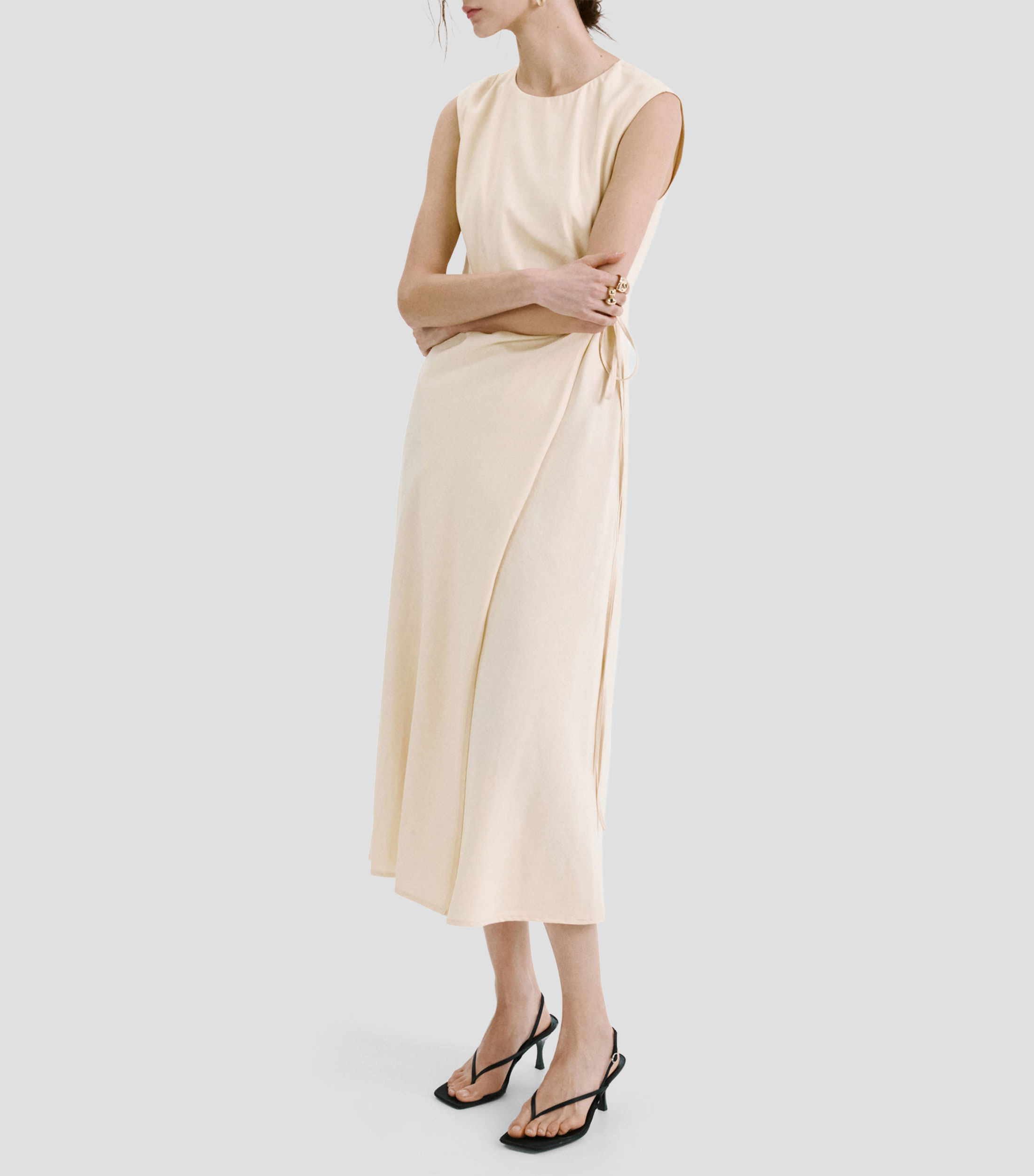 Vestido midi liso Mujer