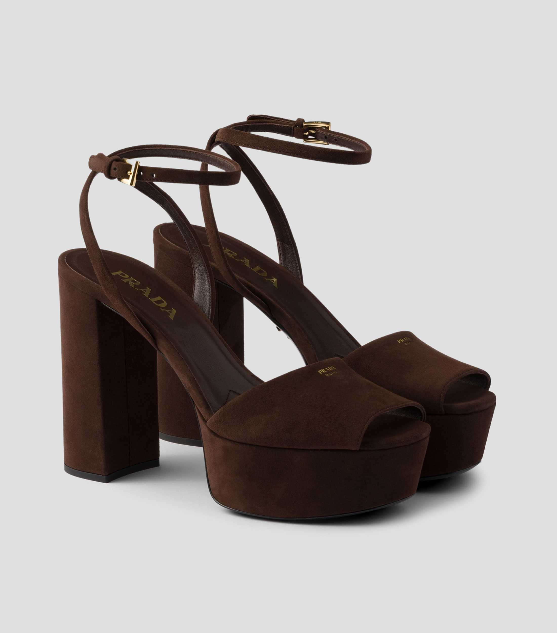 Sandalias en piel de tacón alto de media luna Mujer