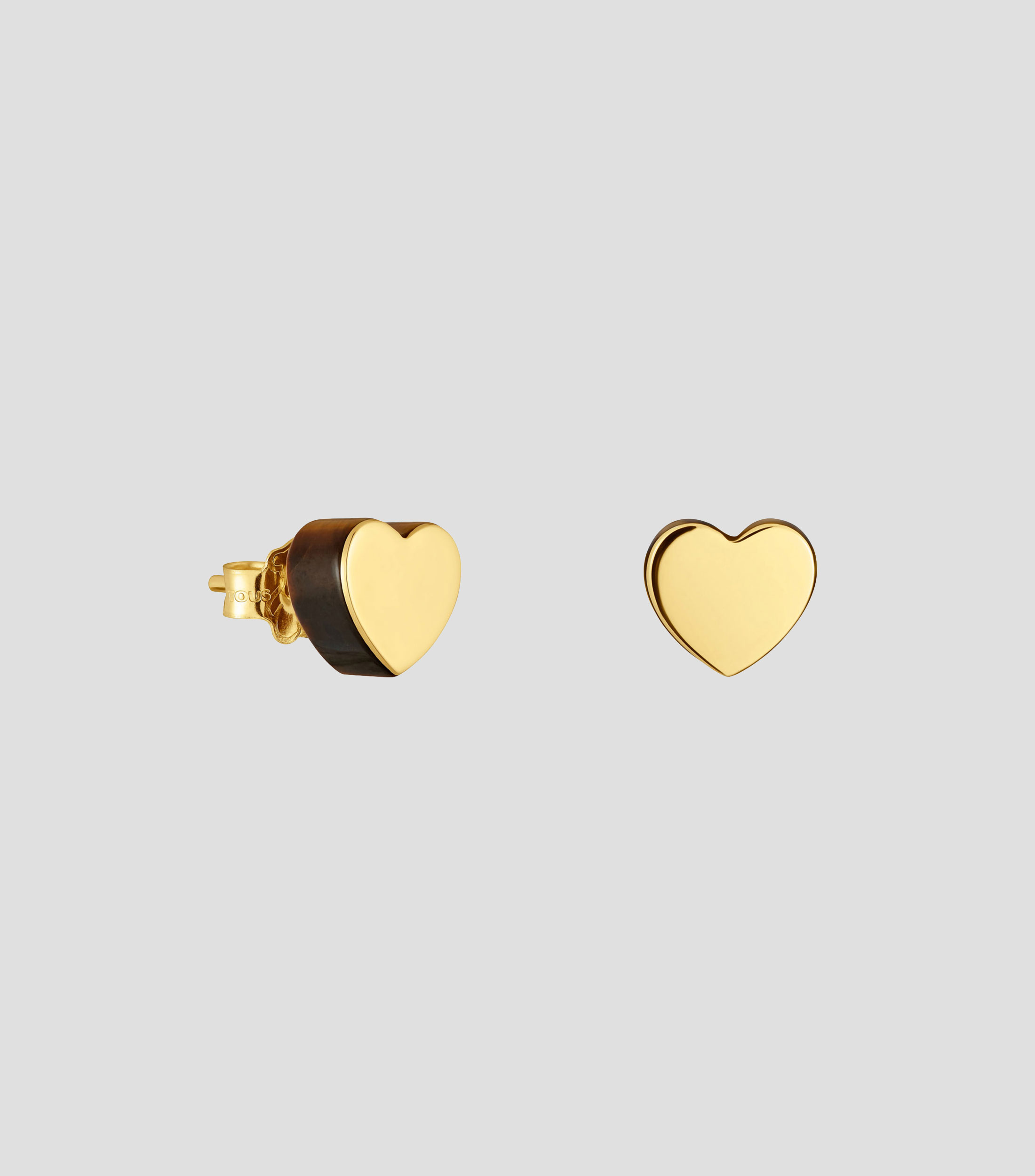 Aretes en Oro amarillo de 18 kilates Corazón con Ojo de tigre Tous 1950 Mujer