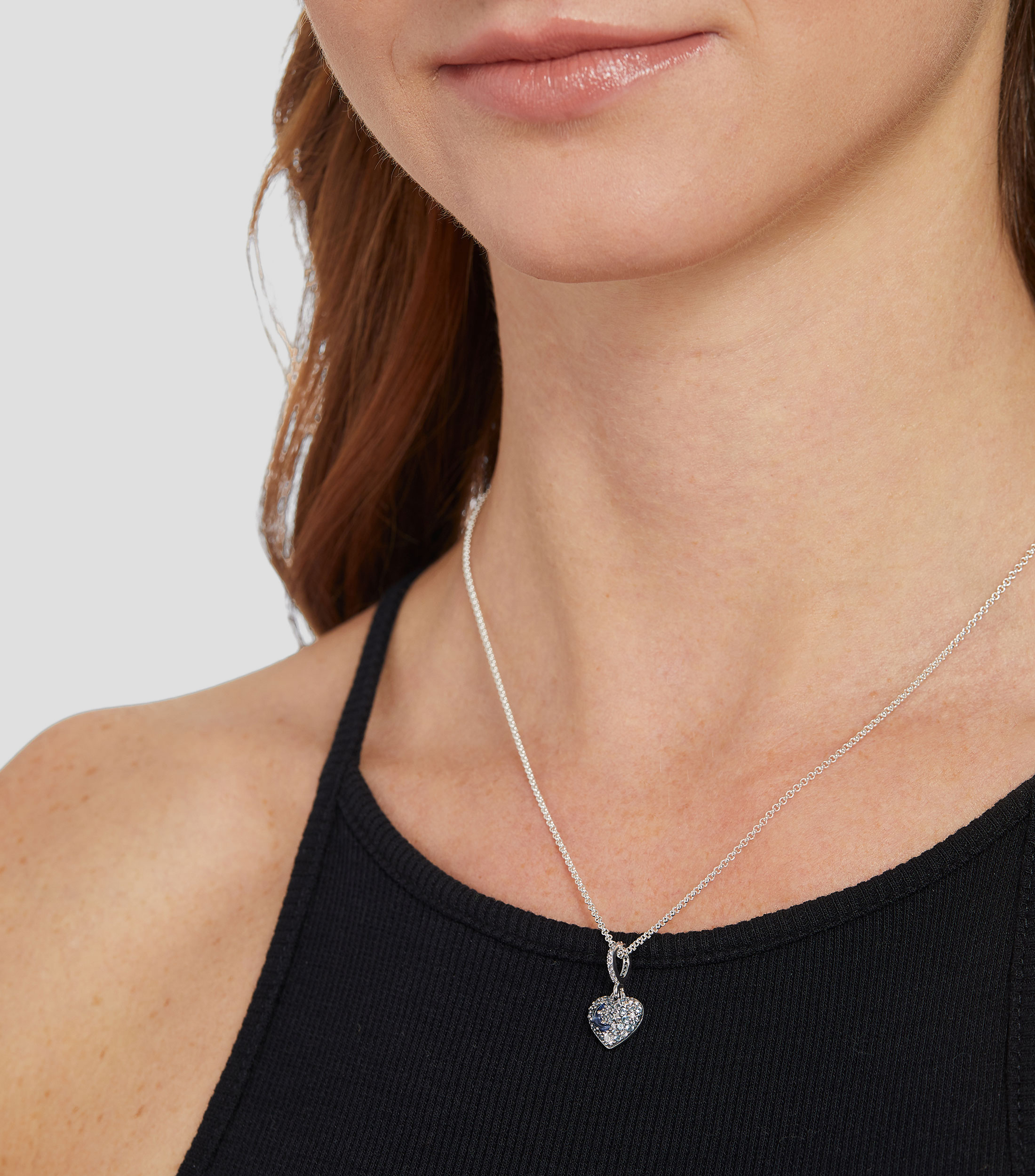 Collar con dije de corazon en plata Mujer