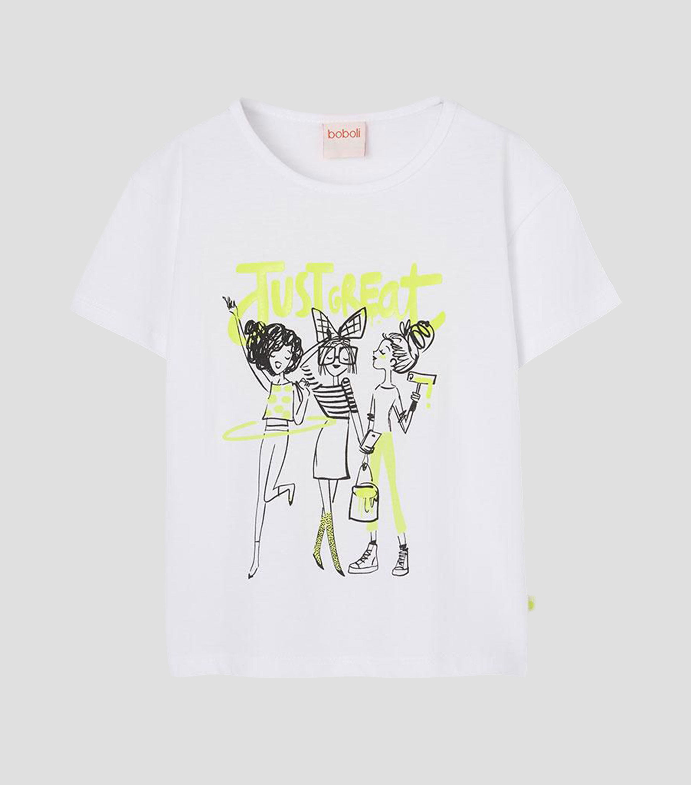 Playera cuello redondo manga corta estampada Niña
