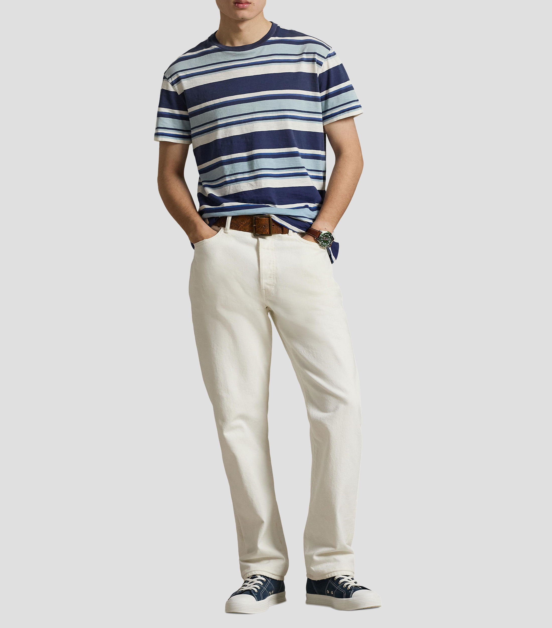Playera cuello redondo manga corta rayas Hombre
