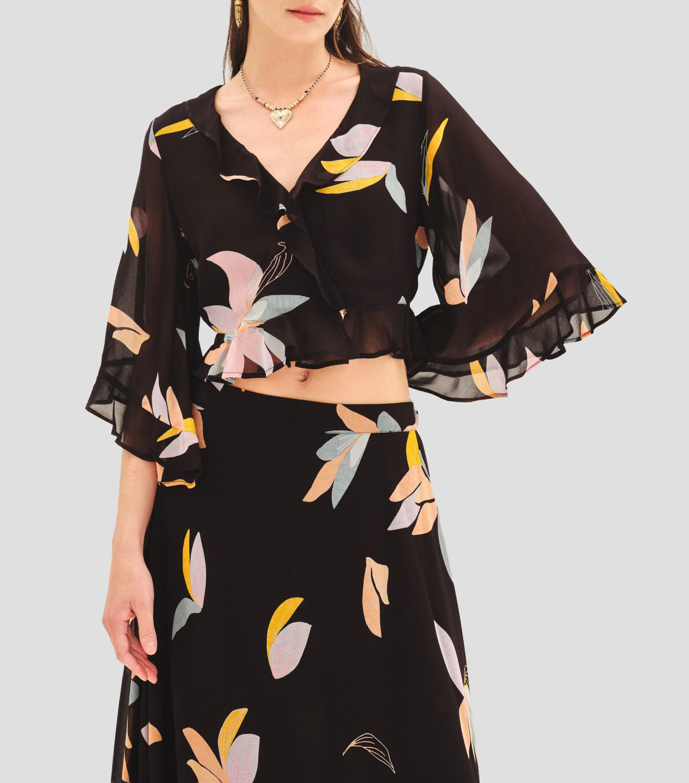 Blusa estampada manga 3/4 Mujer