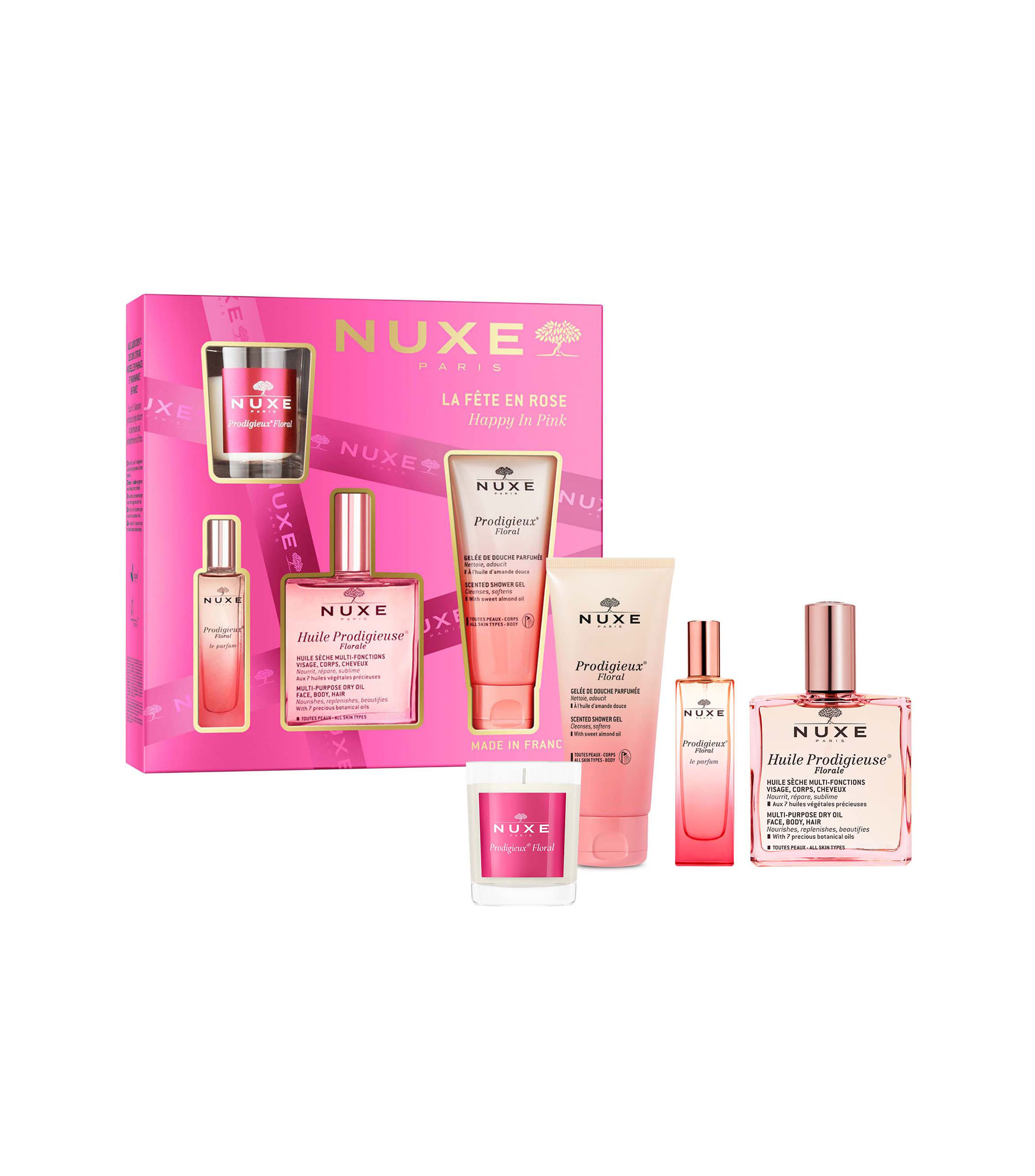 Set rutina completa happy in pink con huile prodigieuse florale Unisex
