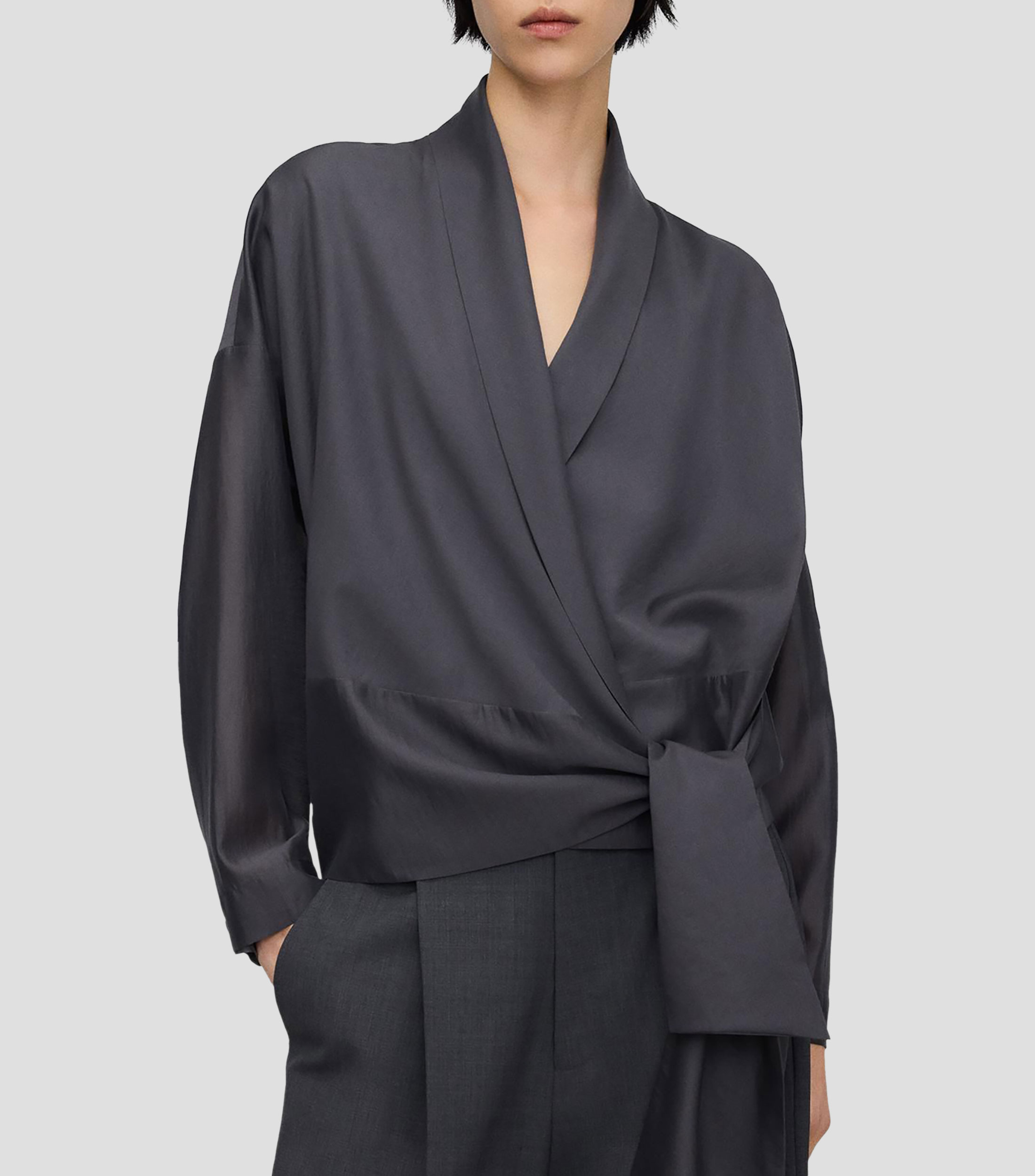 Camisa lisa manga larga Mujer