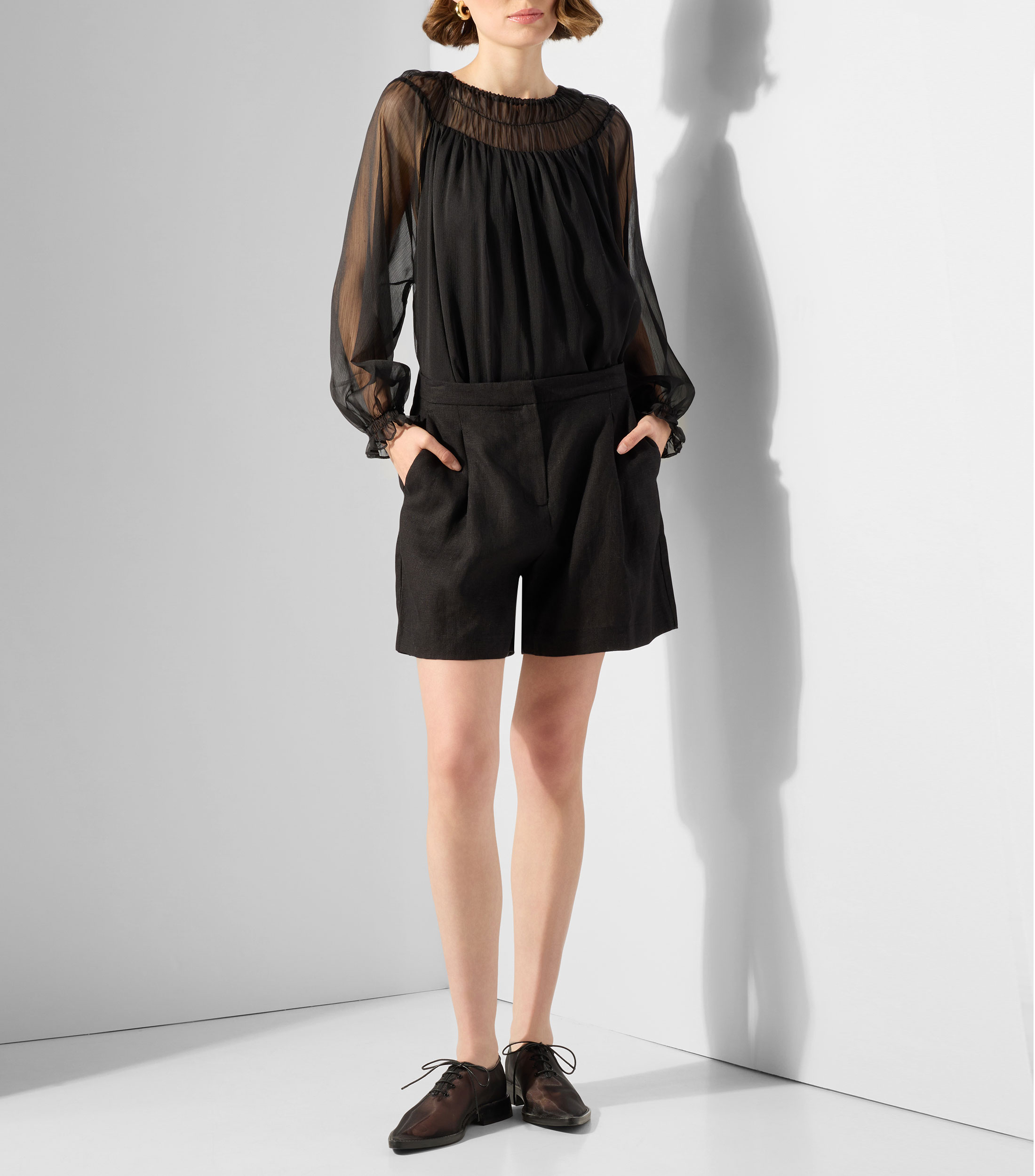 Blusa lisa con manga larga Mujer