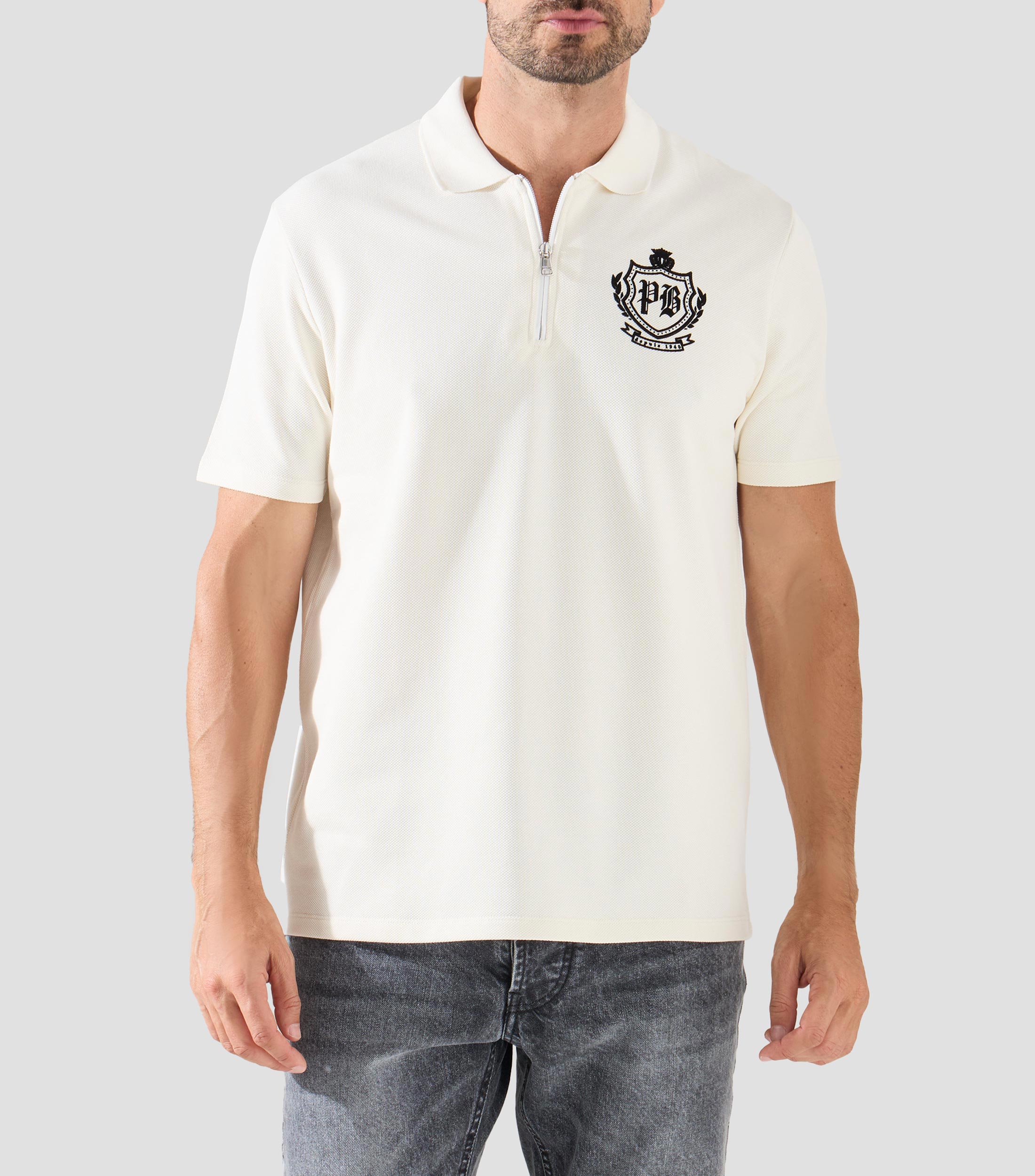 Playera tipo polo manga corta lisa Hombre