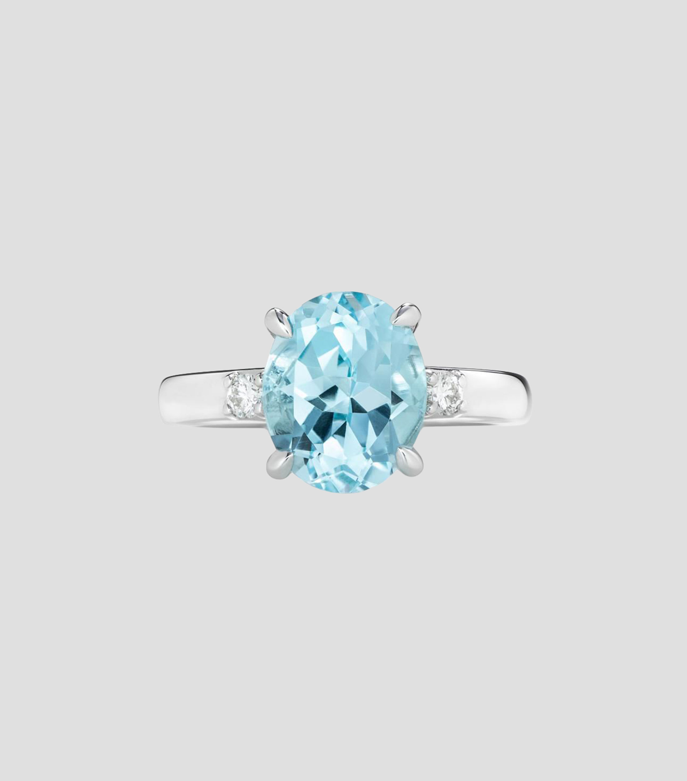 Anillo tresillo en plata .925 con topacio azul y diamantes Utopian Mujer