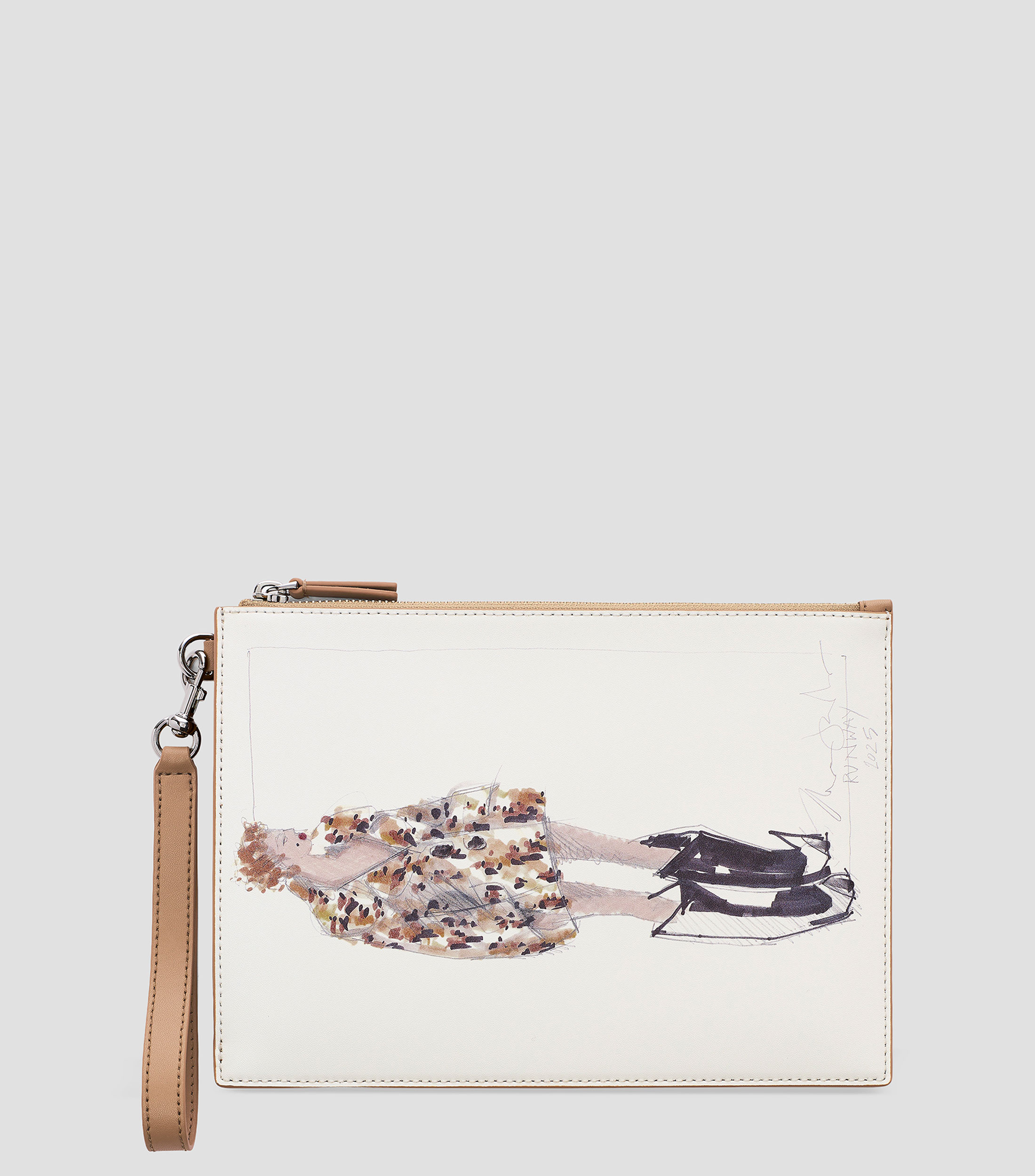 Bolsa wristlet café The Runway Illustration estampada Mujer