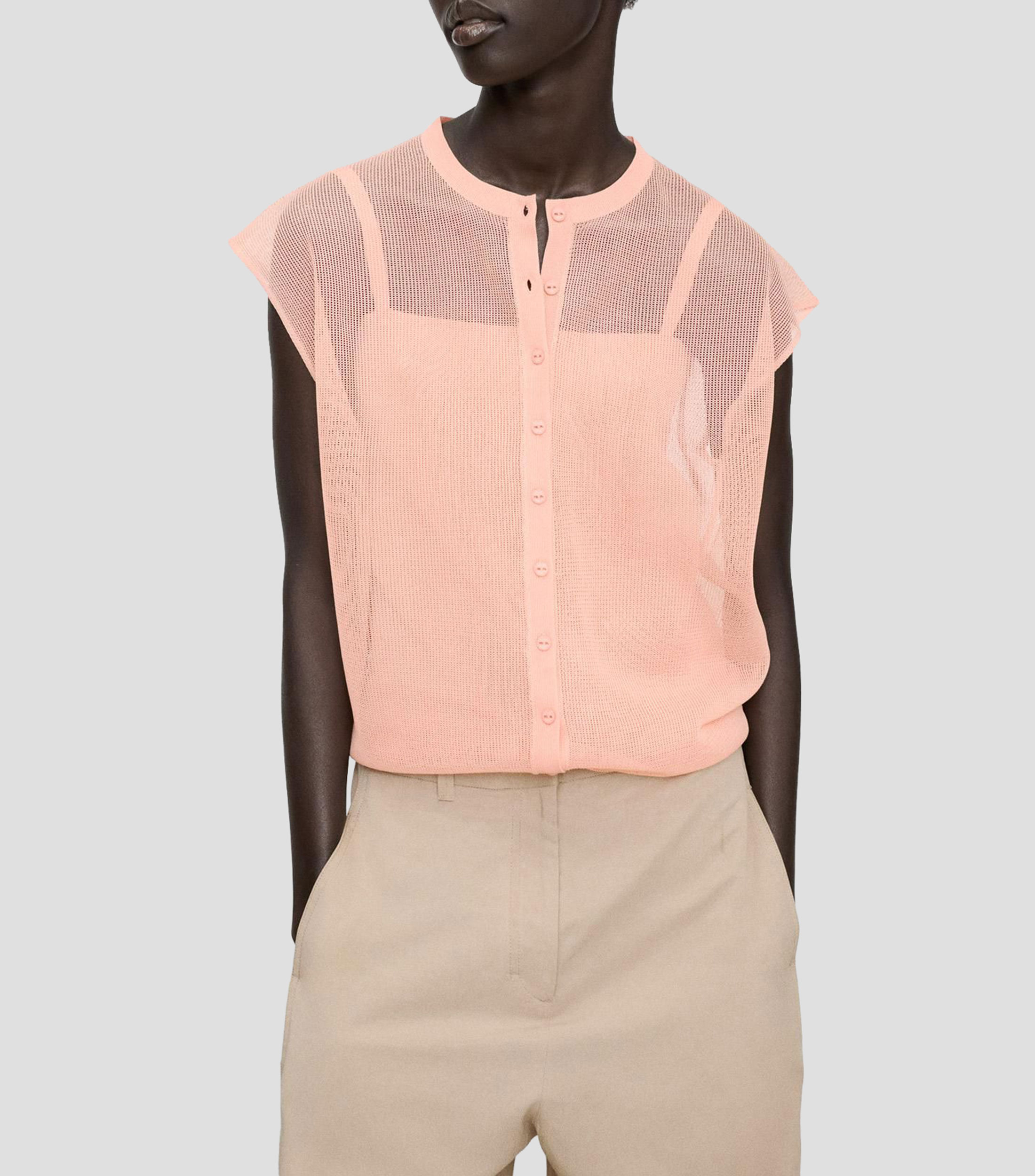 Blusa lisa sin mangas Mujer