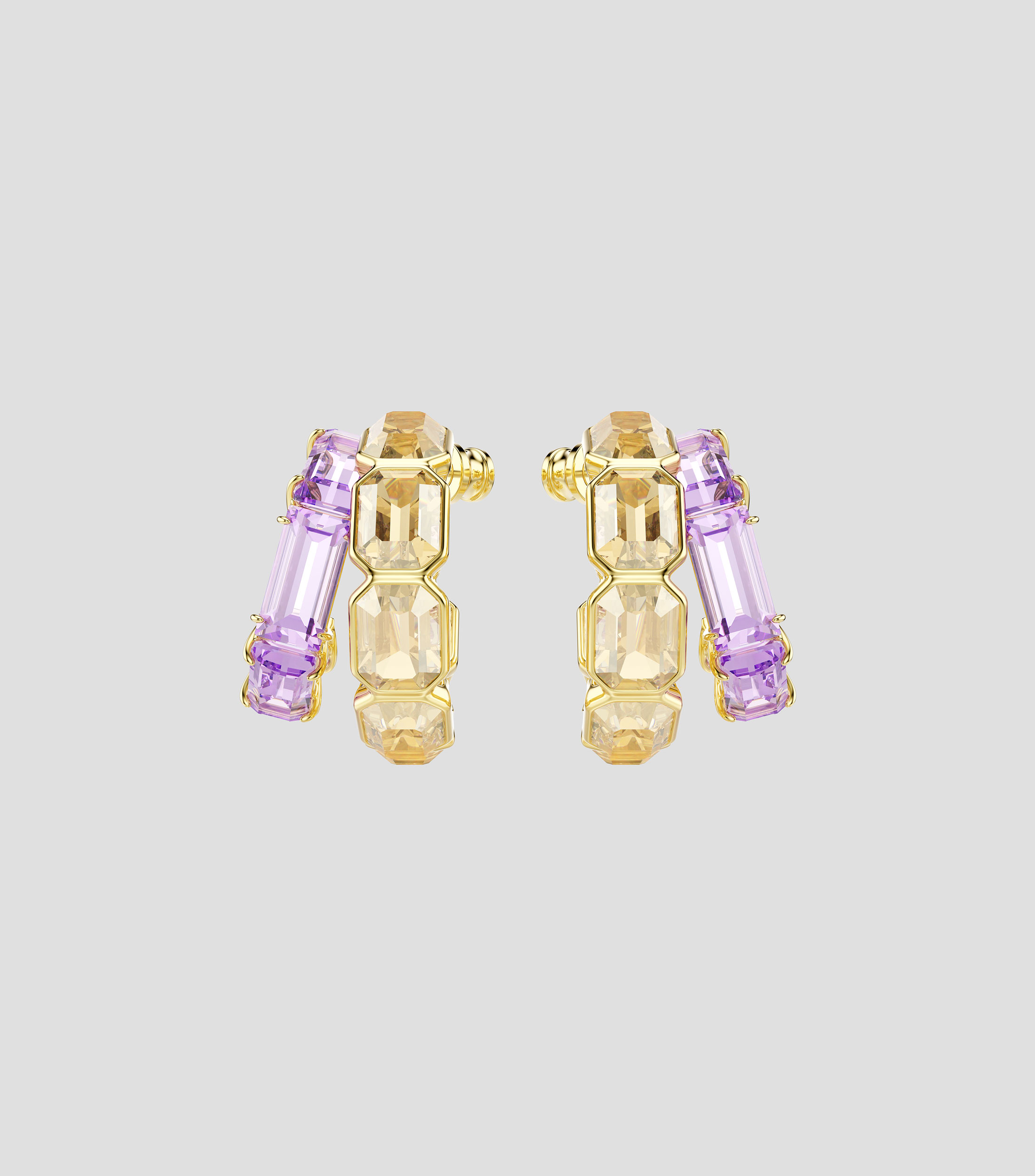 Aretes doble aro con cristales Mujer