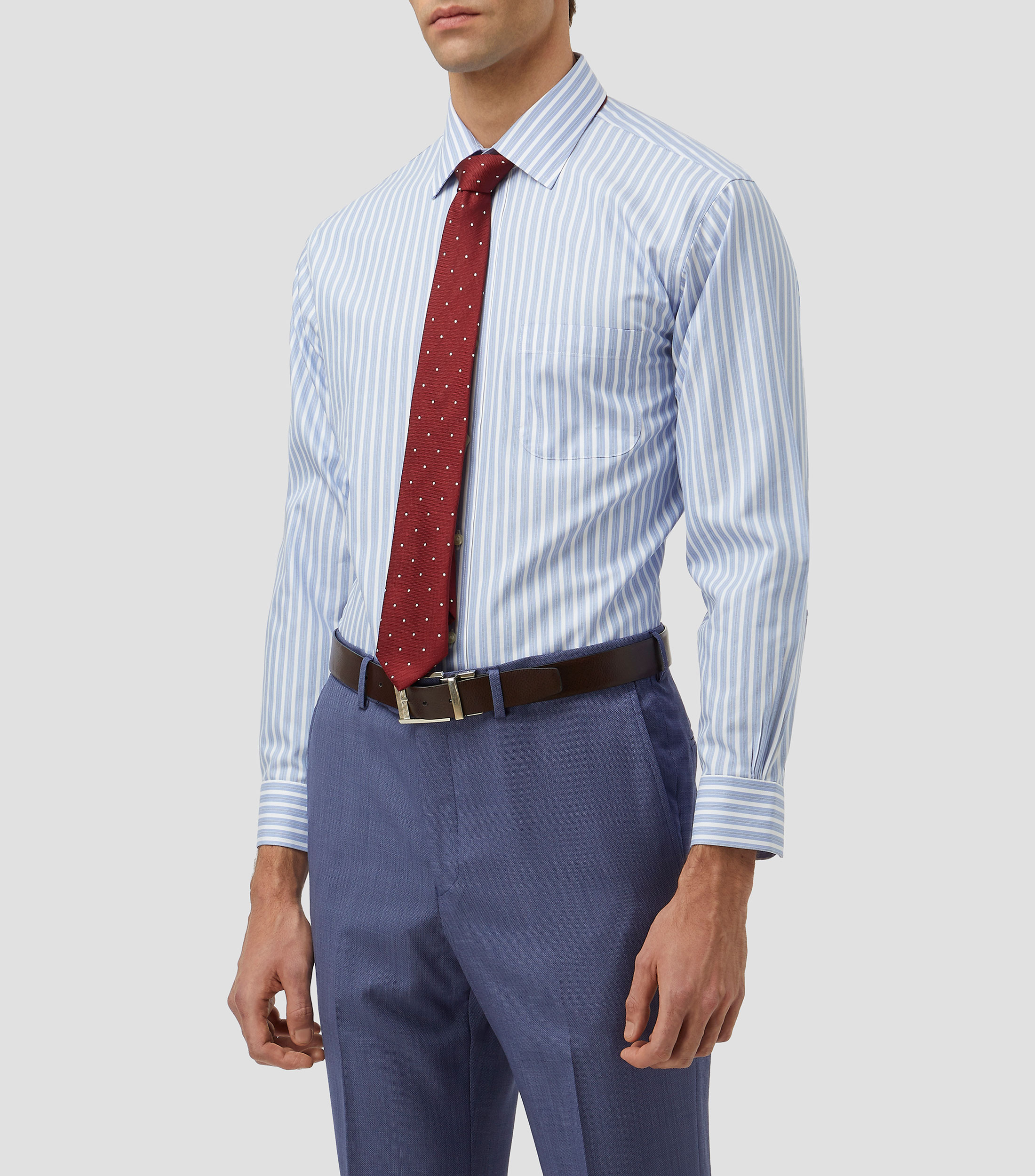 Camisa a rayas manga larga Hombre