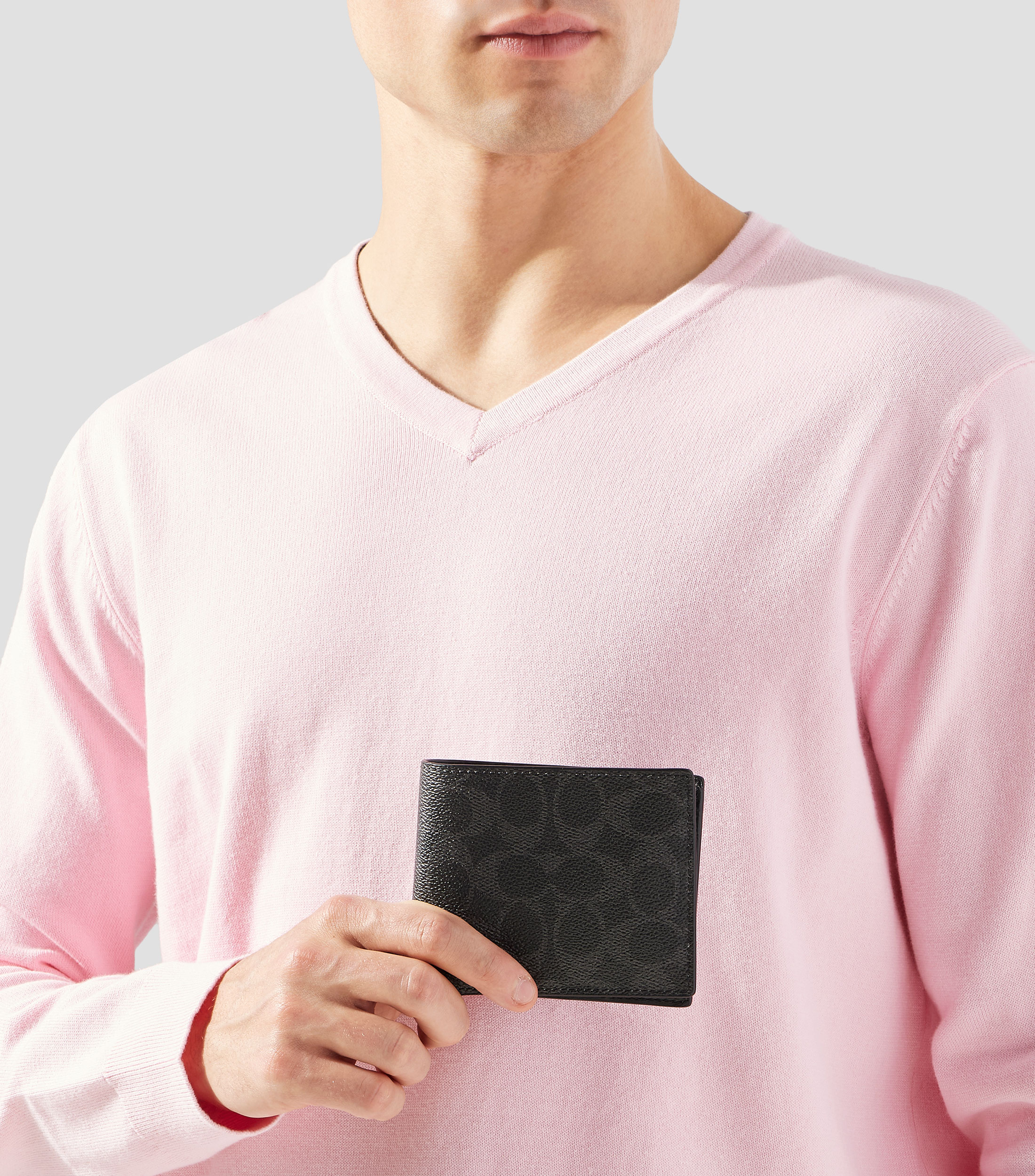 Cartera bifold en piel vacuna 3 en 1 con monogram estampado Hombre