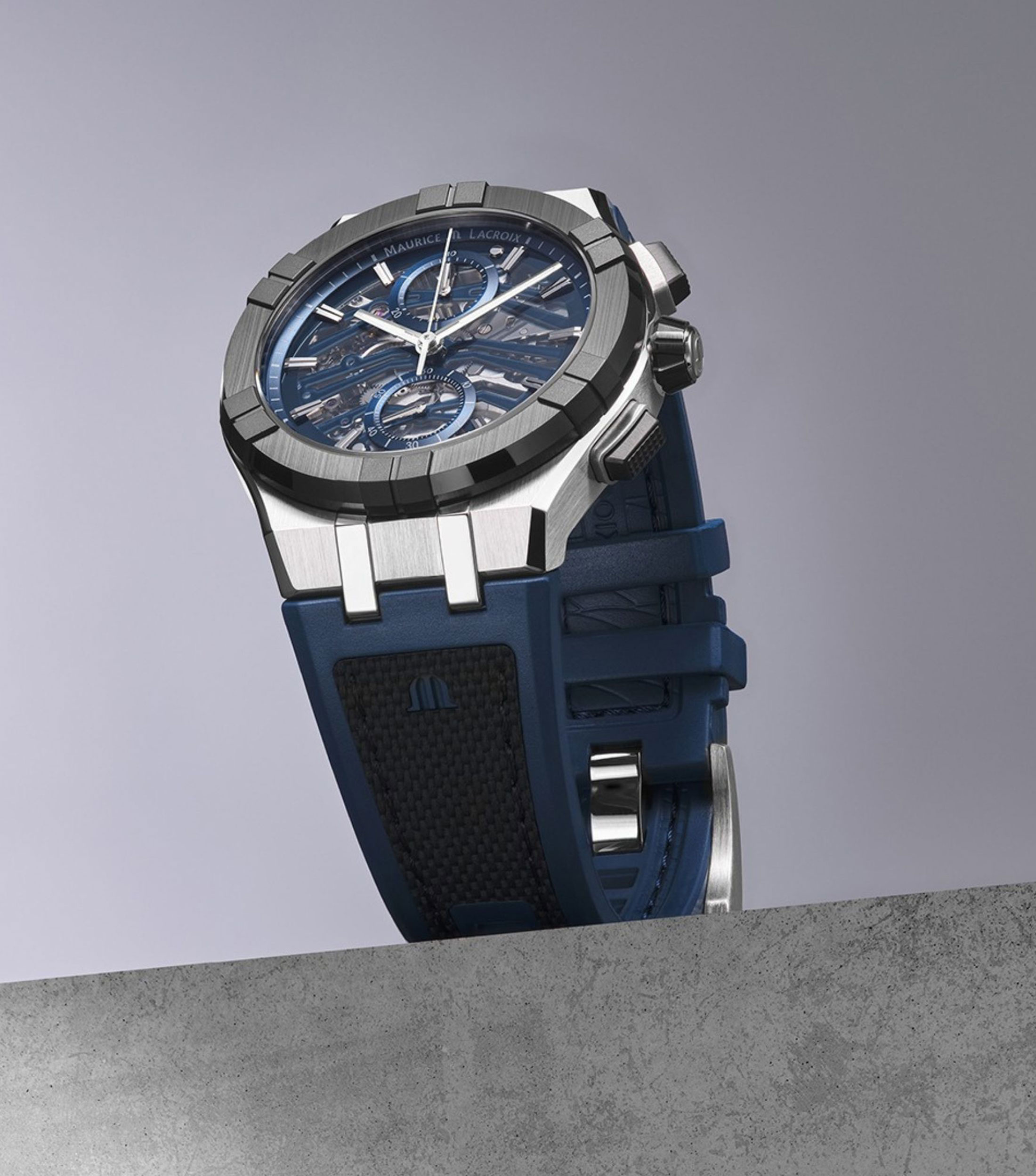 Reloj para hombre Aikonic Chronograph Skeleton Casual Plateado, Negro