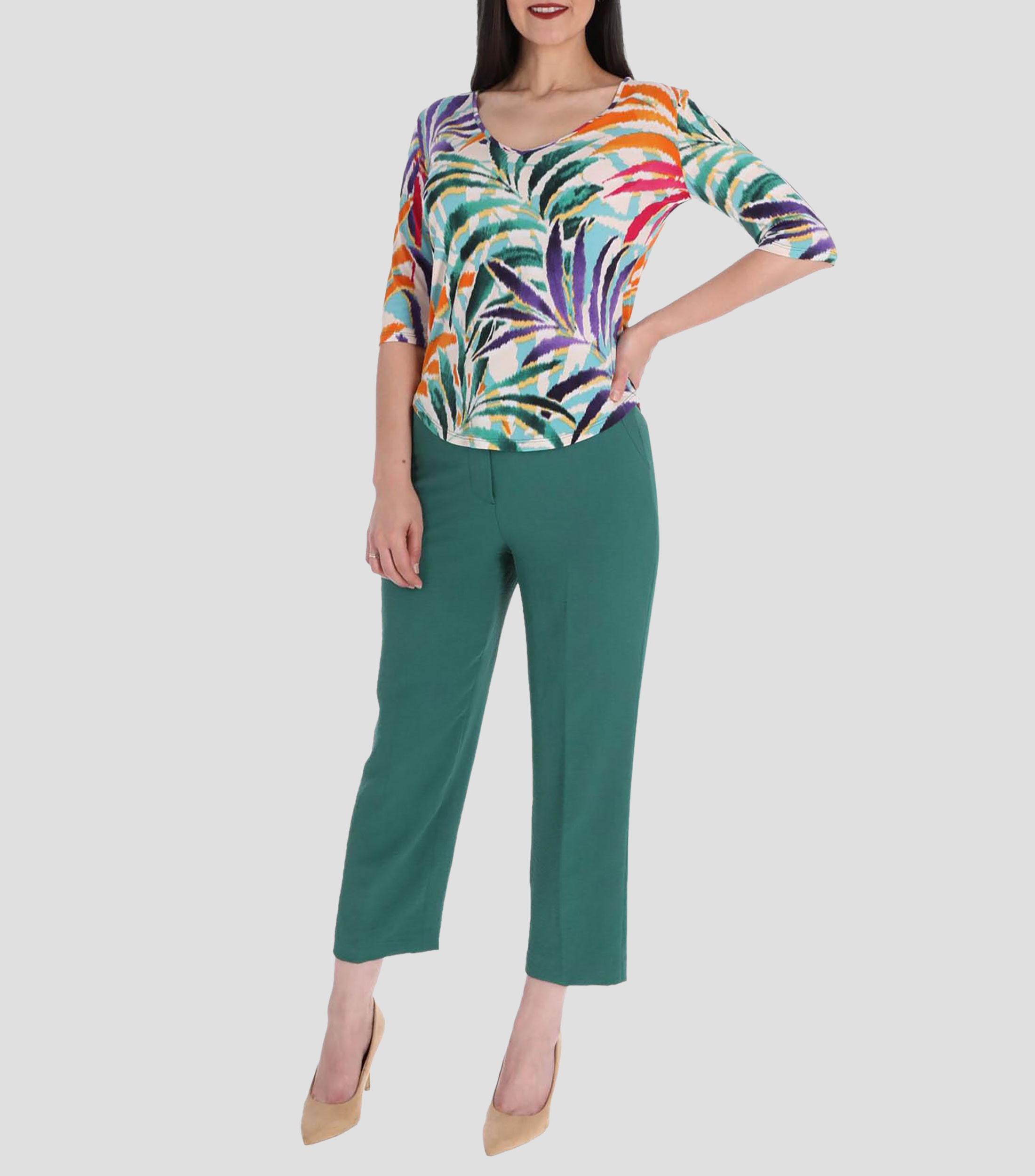 Blusa estampada manga 3/4 Mujer