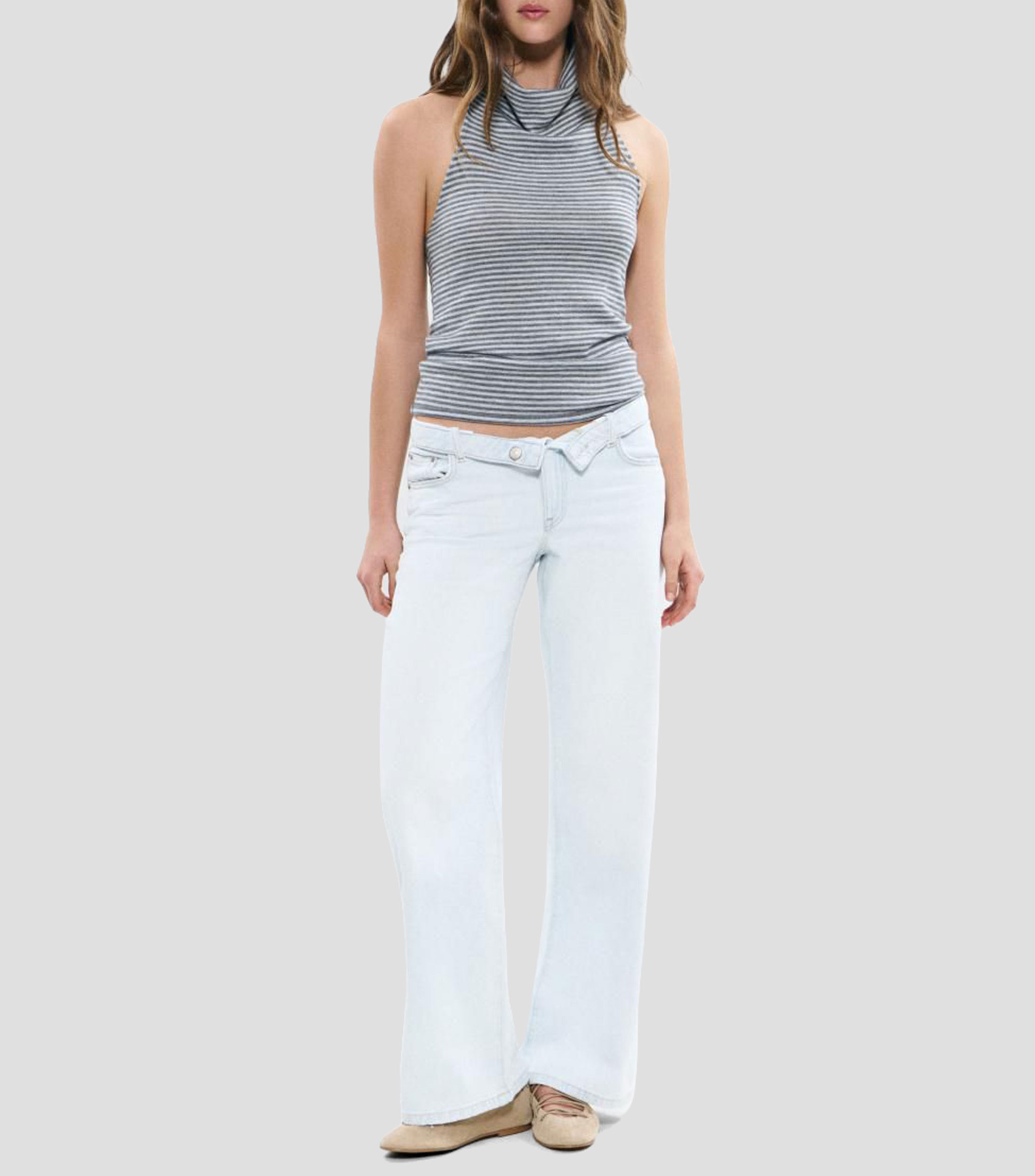 Blusa rayas sin mangas Mujer