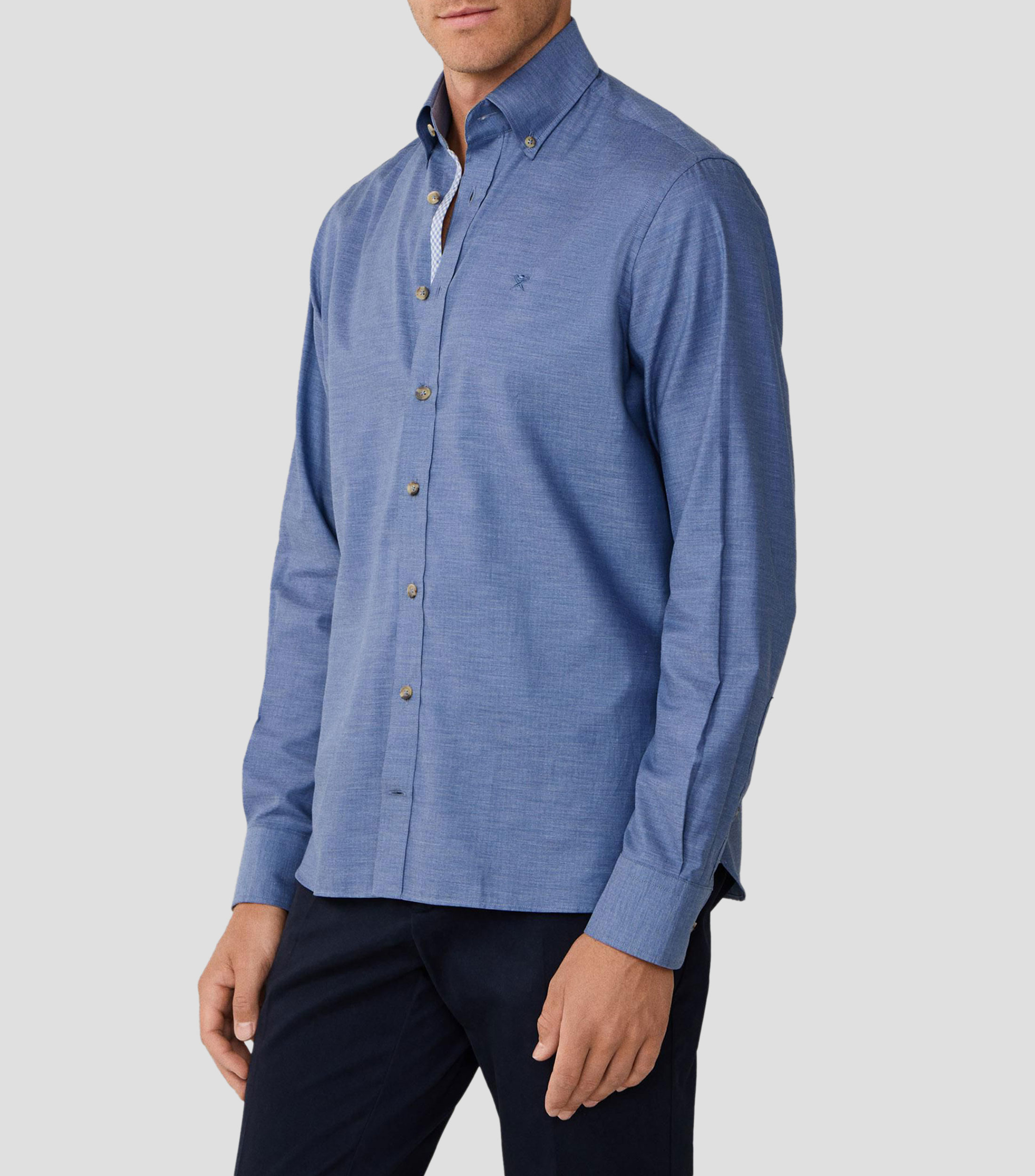 Camisa lisa manga larga Hombre