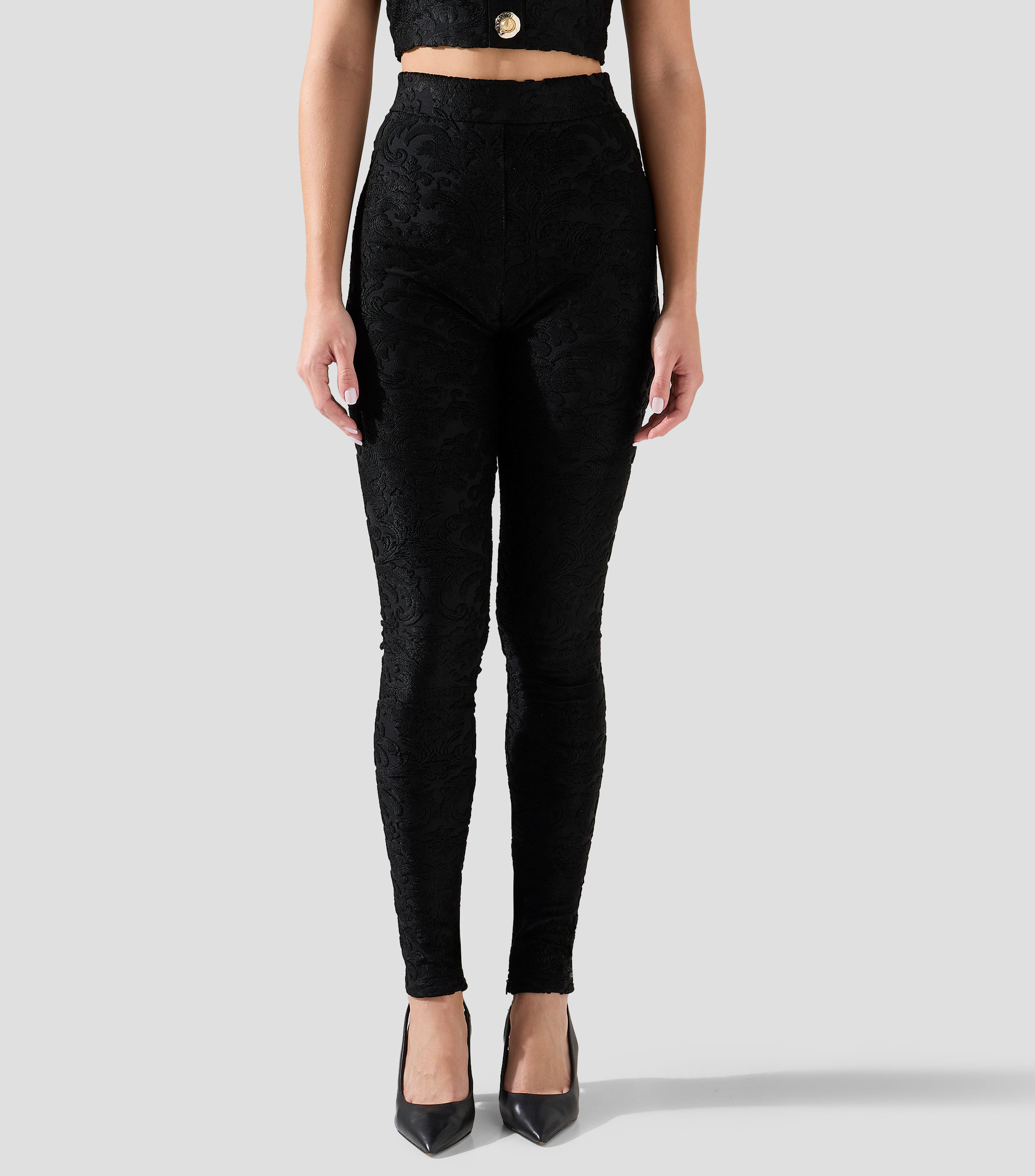 Leggings con tweed Mujer