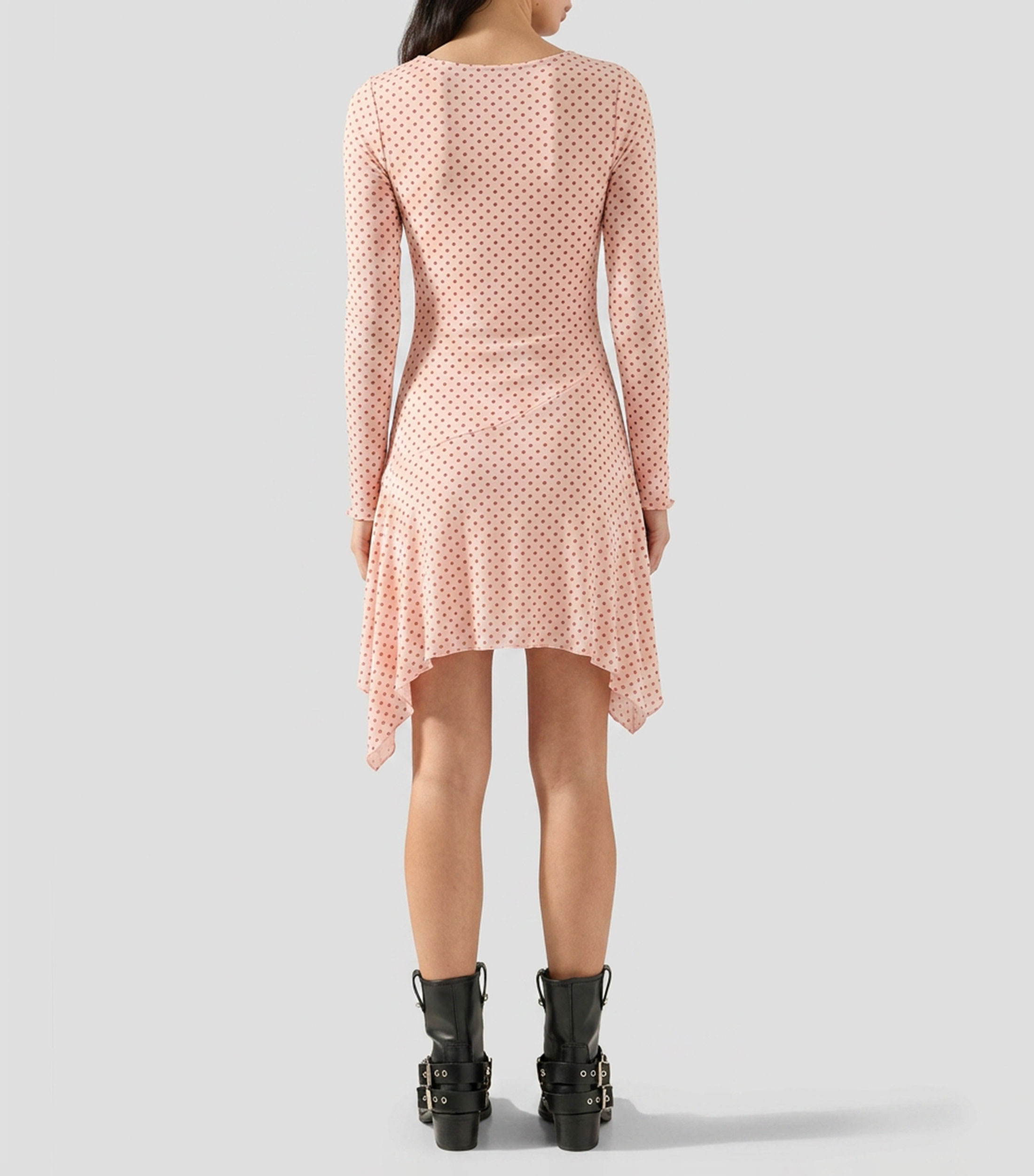 Vestido midi manga larga polkadots Mujer