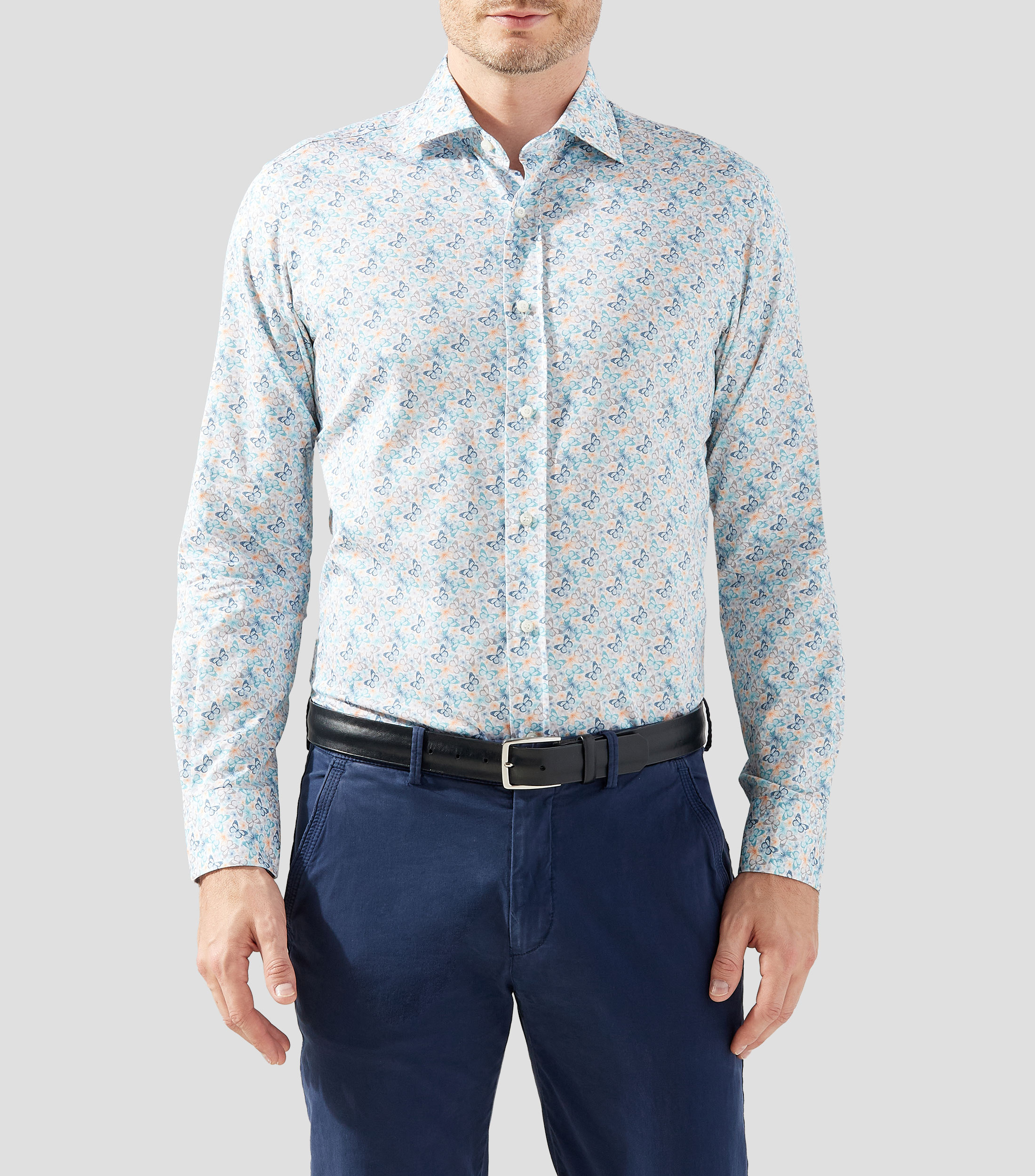 Camisa estampada manga larga Hombre