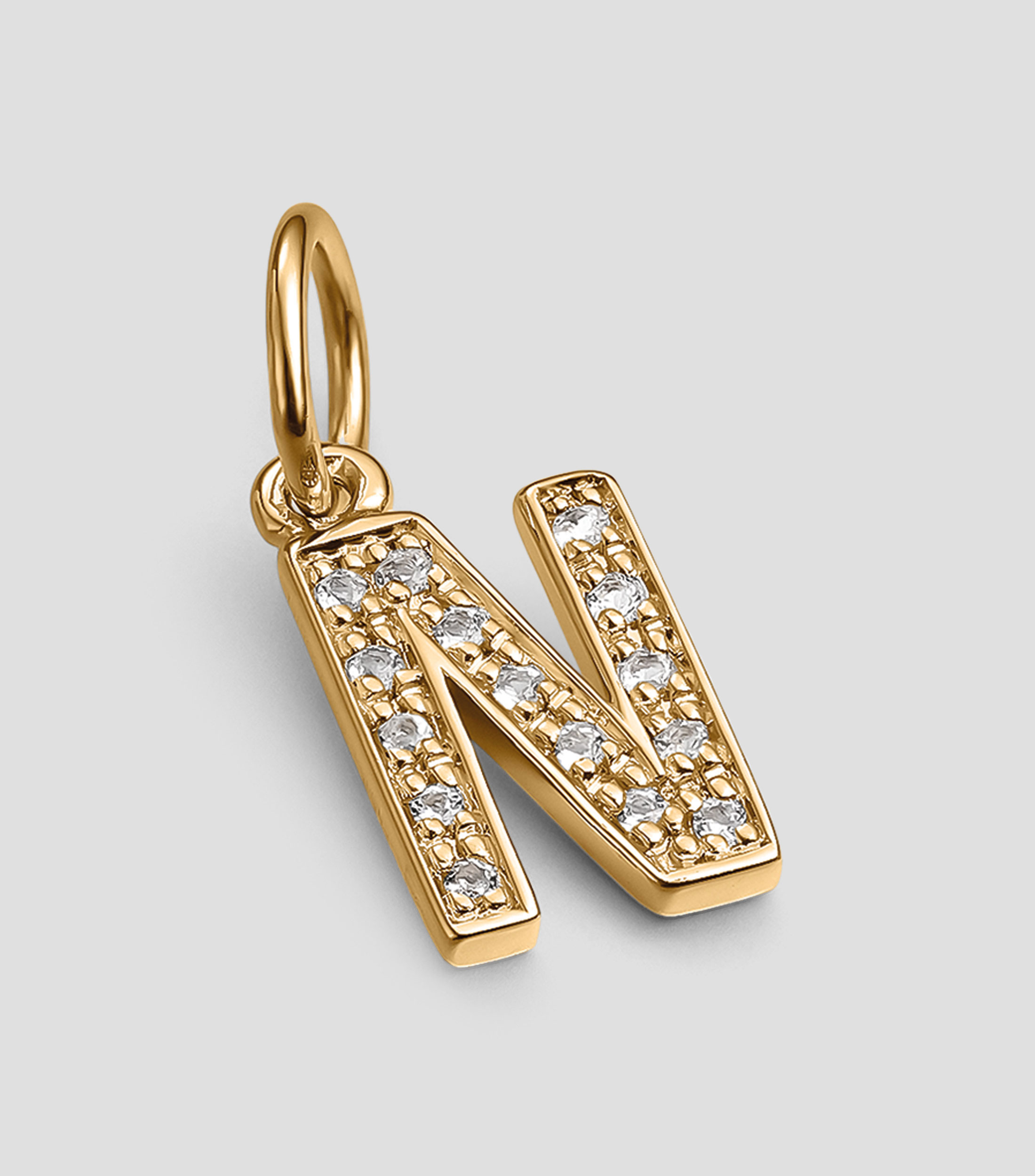 Dije inicial N en plata .925 ABC con topacios blancos Mujer