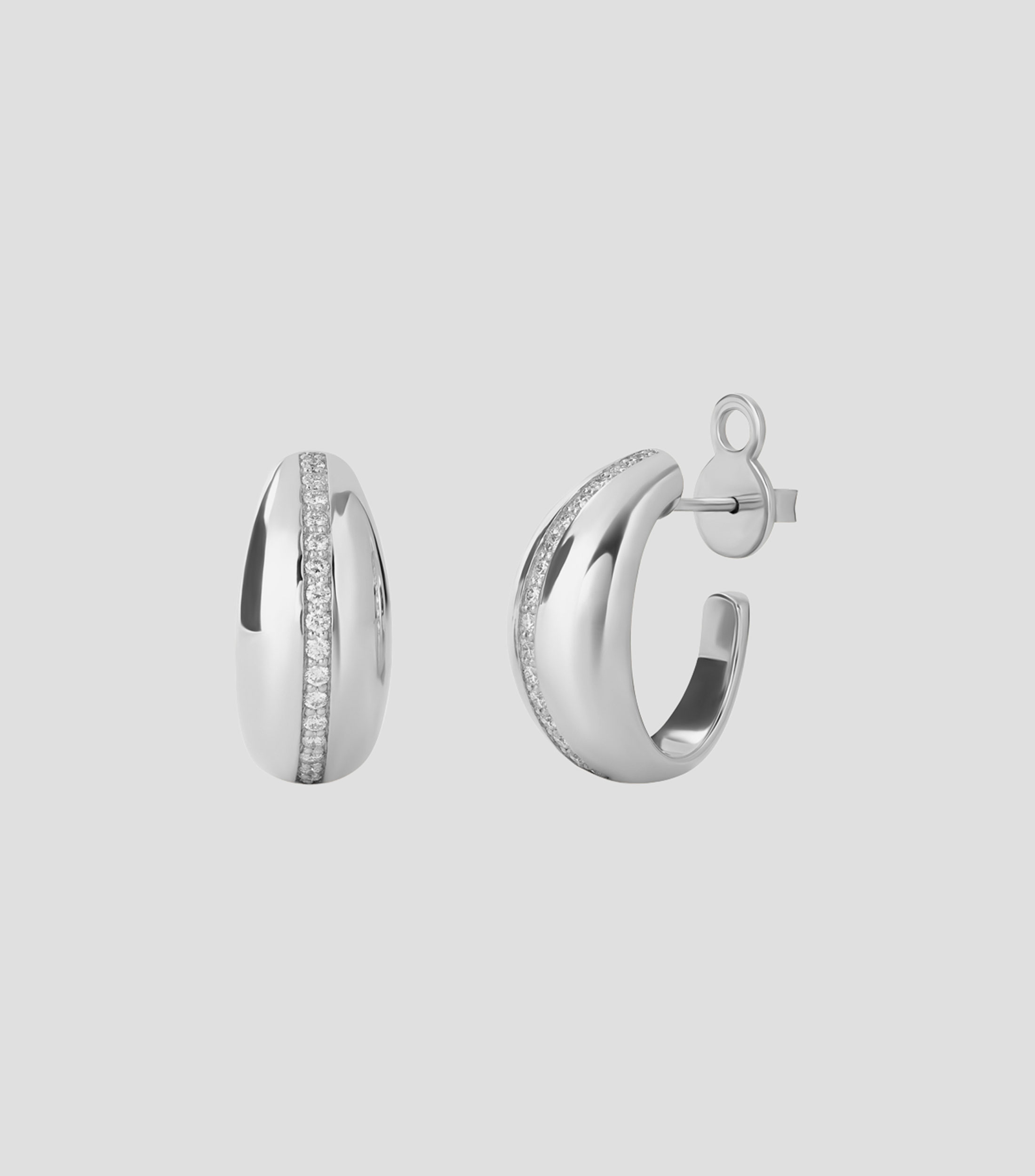 Aretes en oro blanco de 18 kilates con diamantes Elipse Mujer