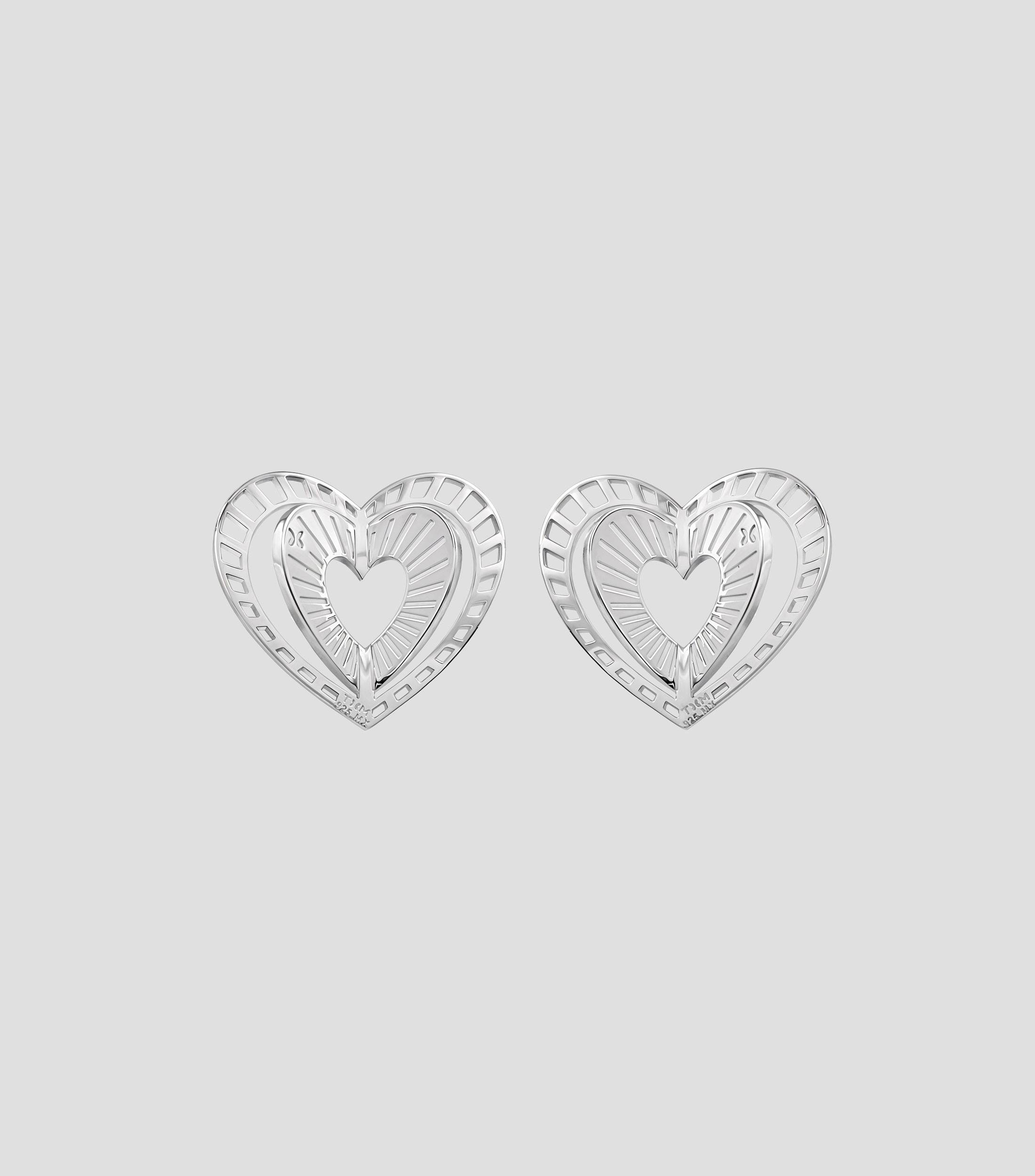 Broqueles corazón destello en plata Mujer