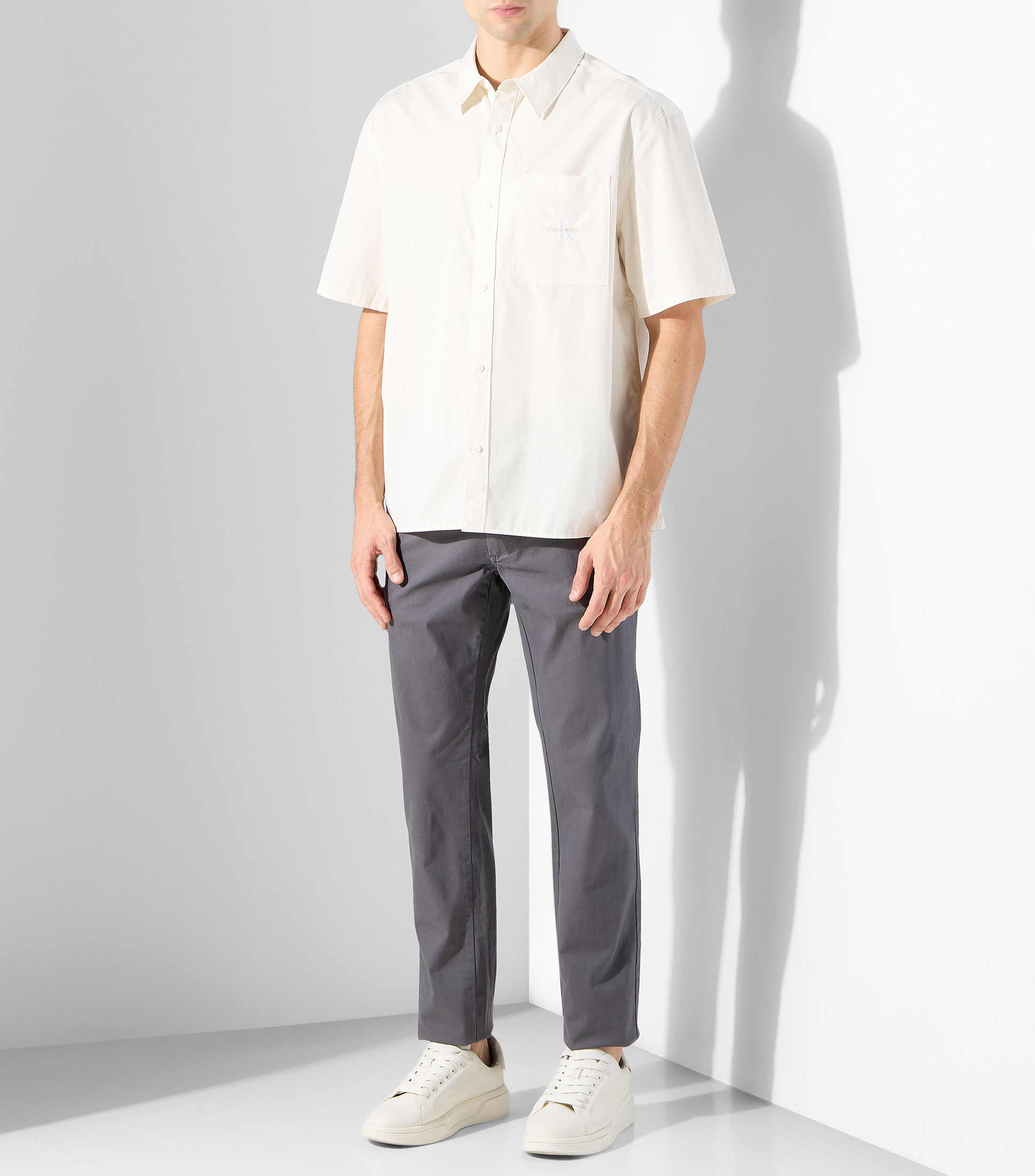 Camisa lisa manga corta Hombre