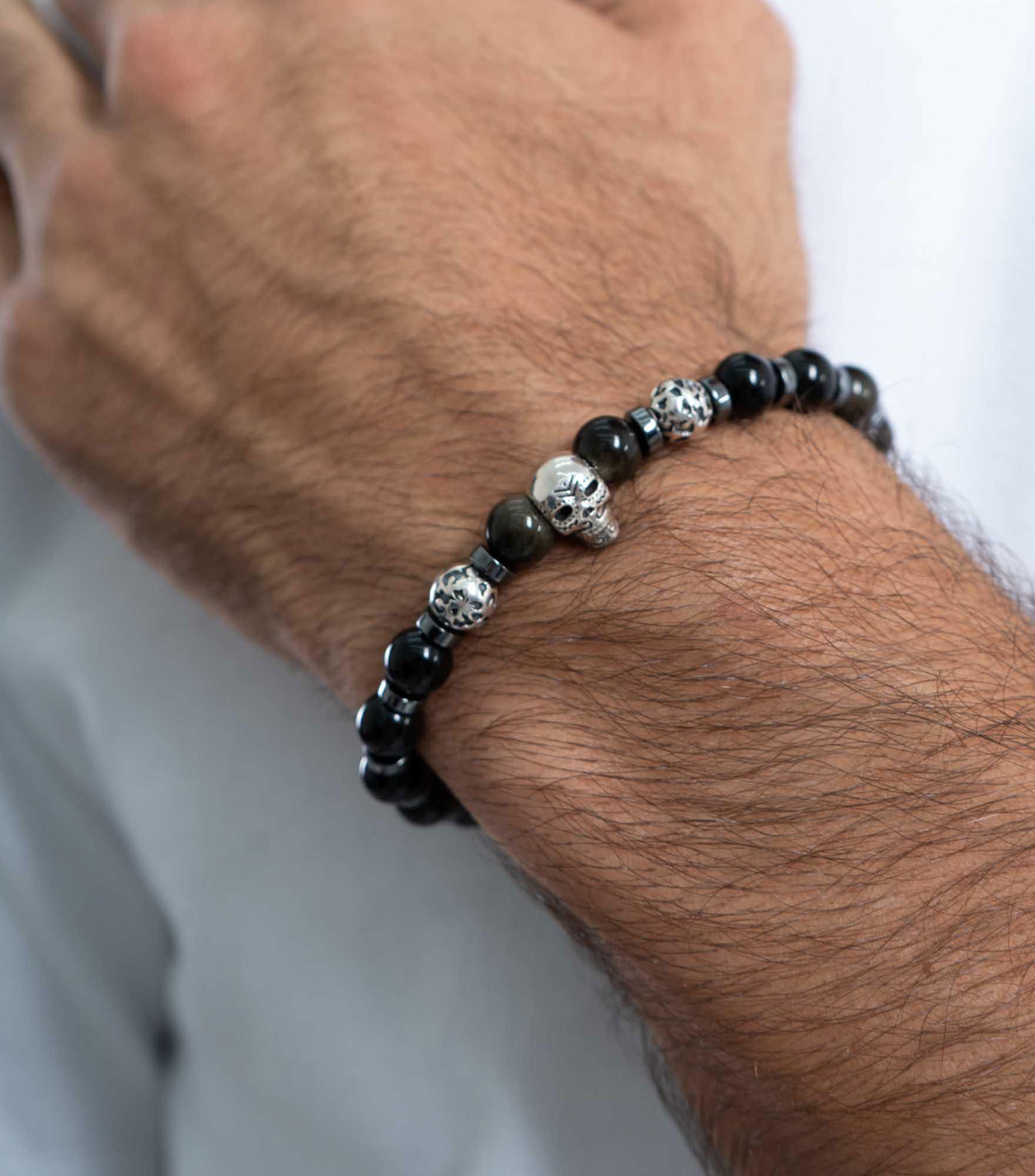 Brazalete en Plata .925 Puente entre mundos calavera Hombre