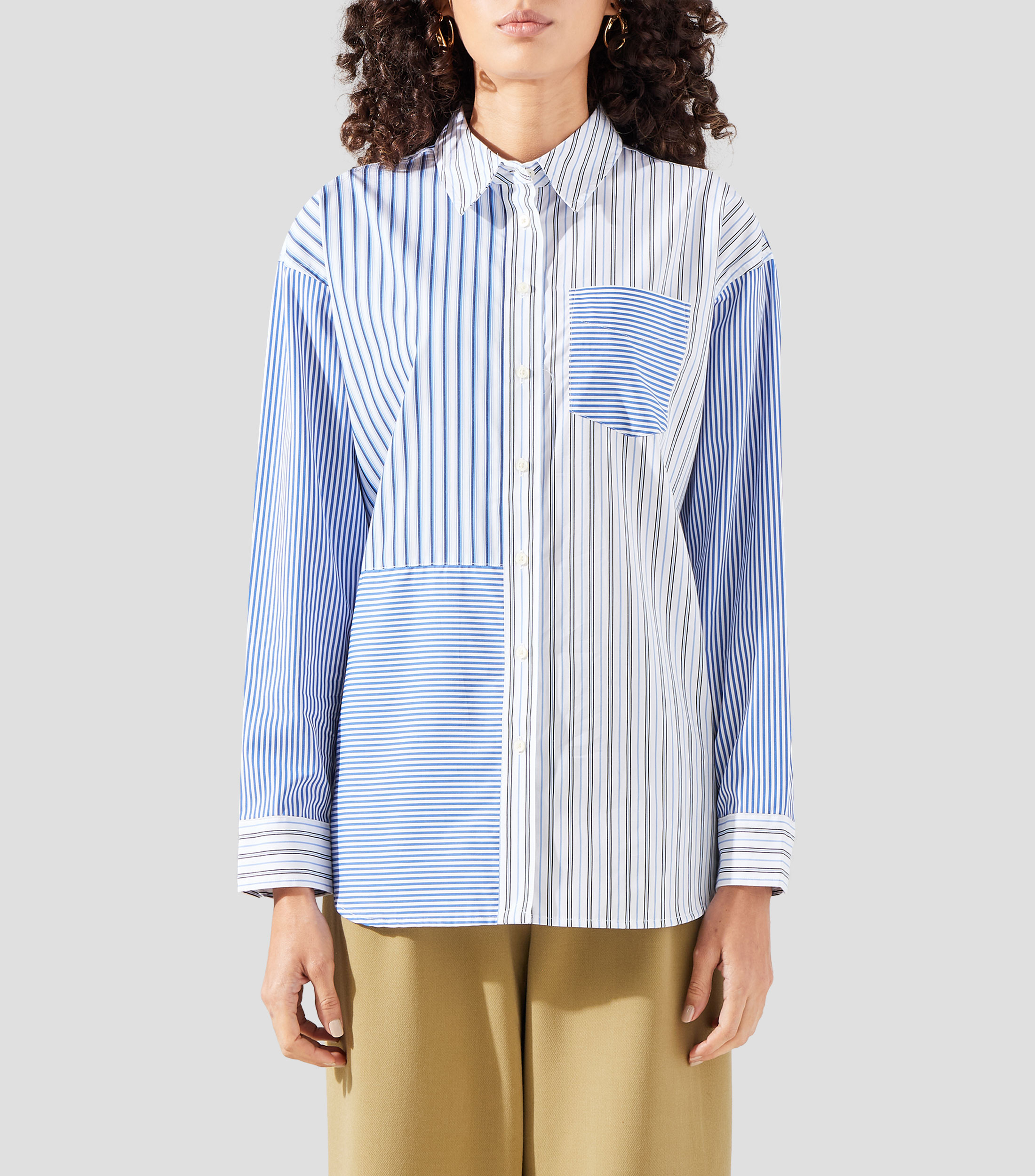 Camisa con rayas manga larga Mujer