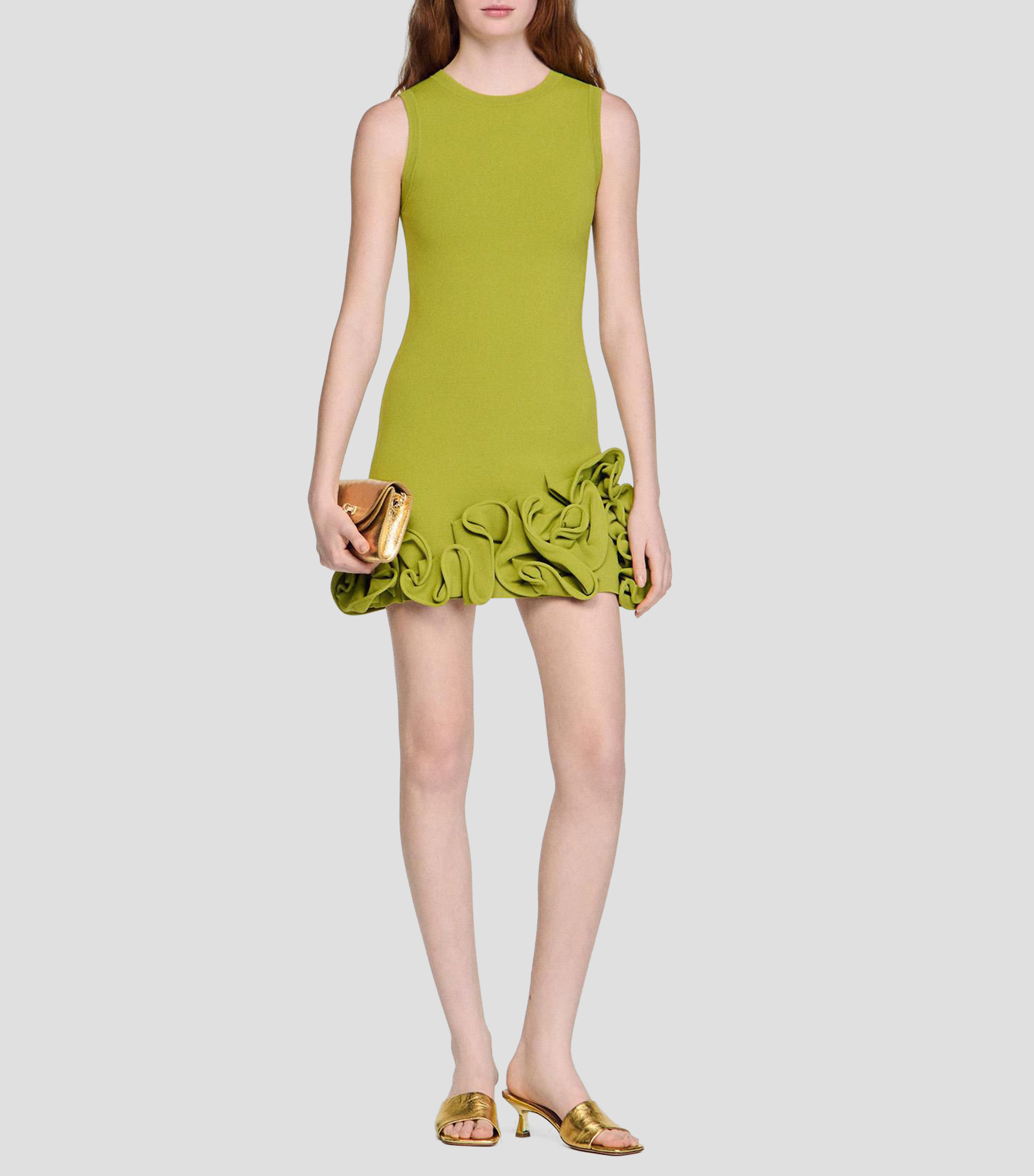 Vestido corto liso Mujer