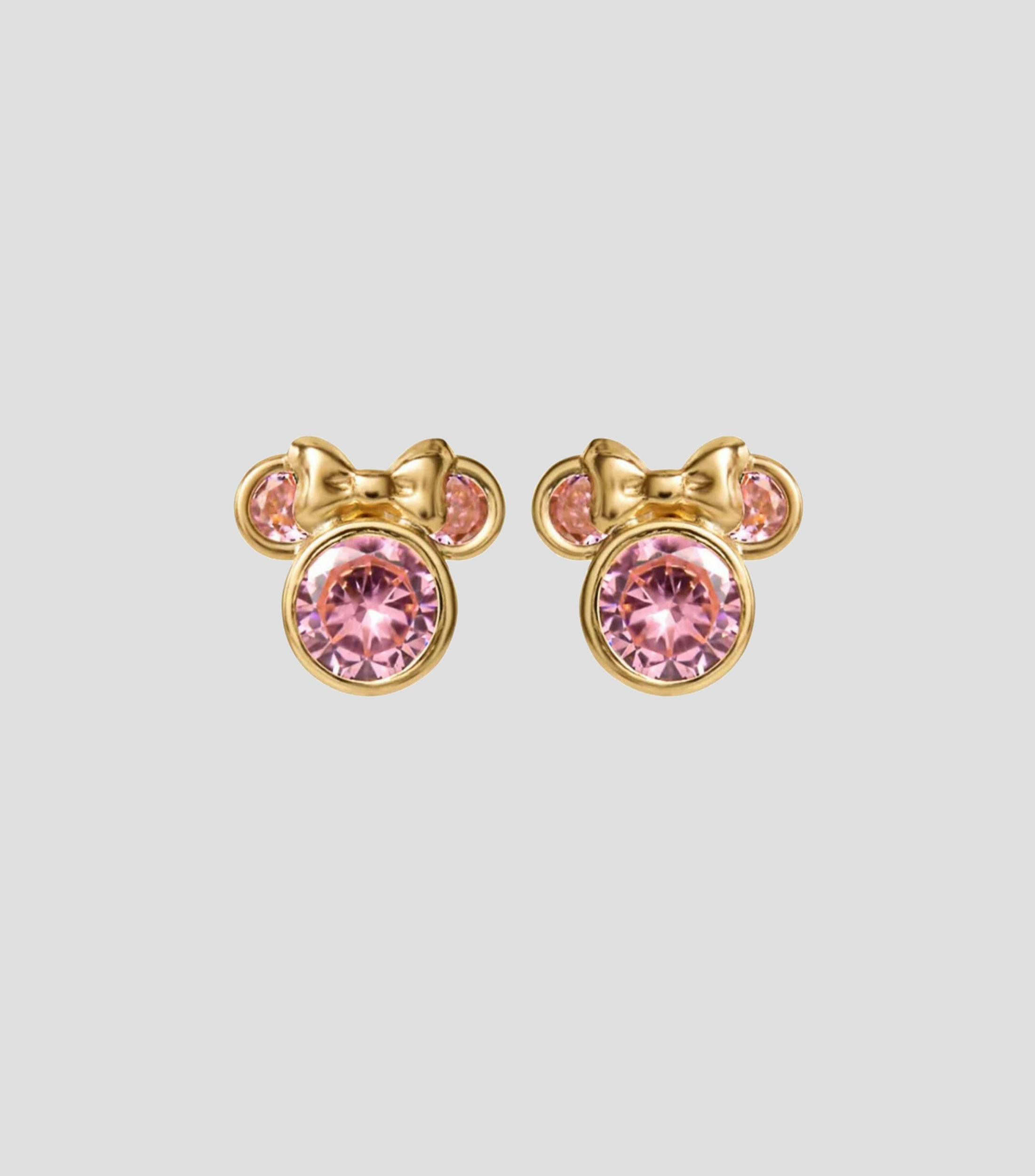 Aretes en Oro amarillo de 14 Kilates con cristal Minnie Mouse Niña