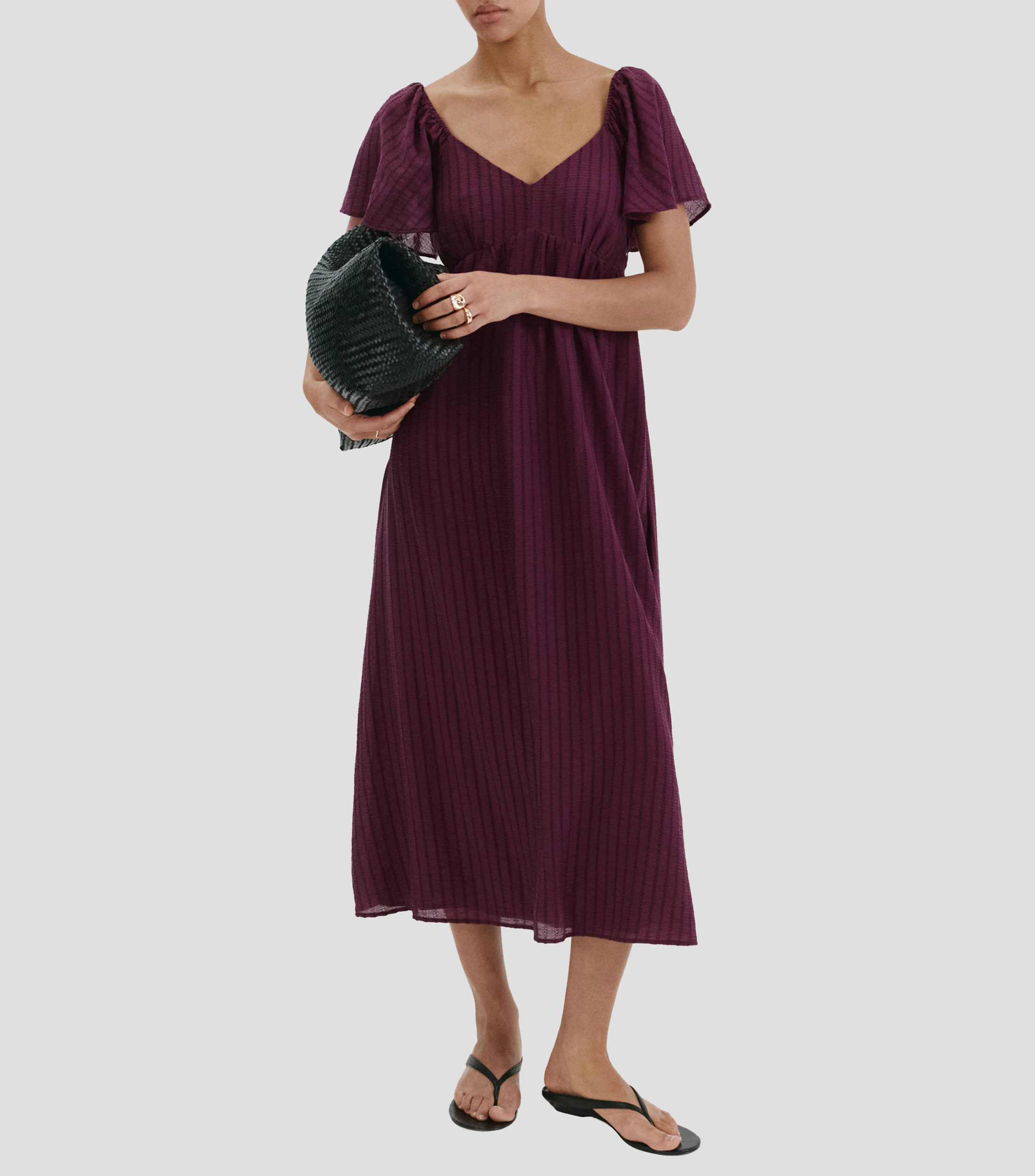 Vestido midi con rayas Mujer