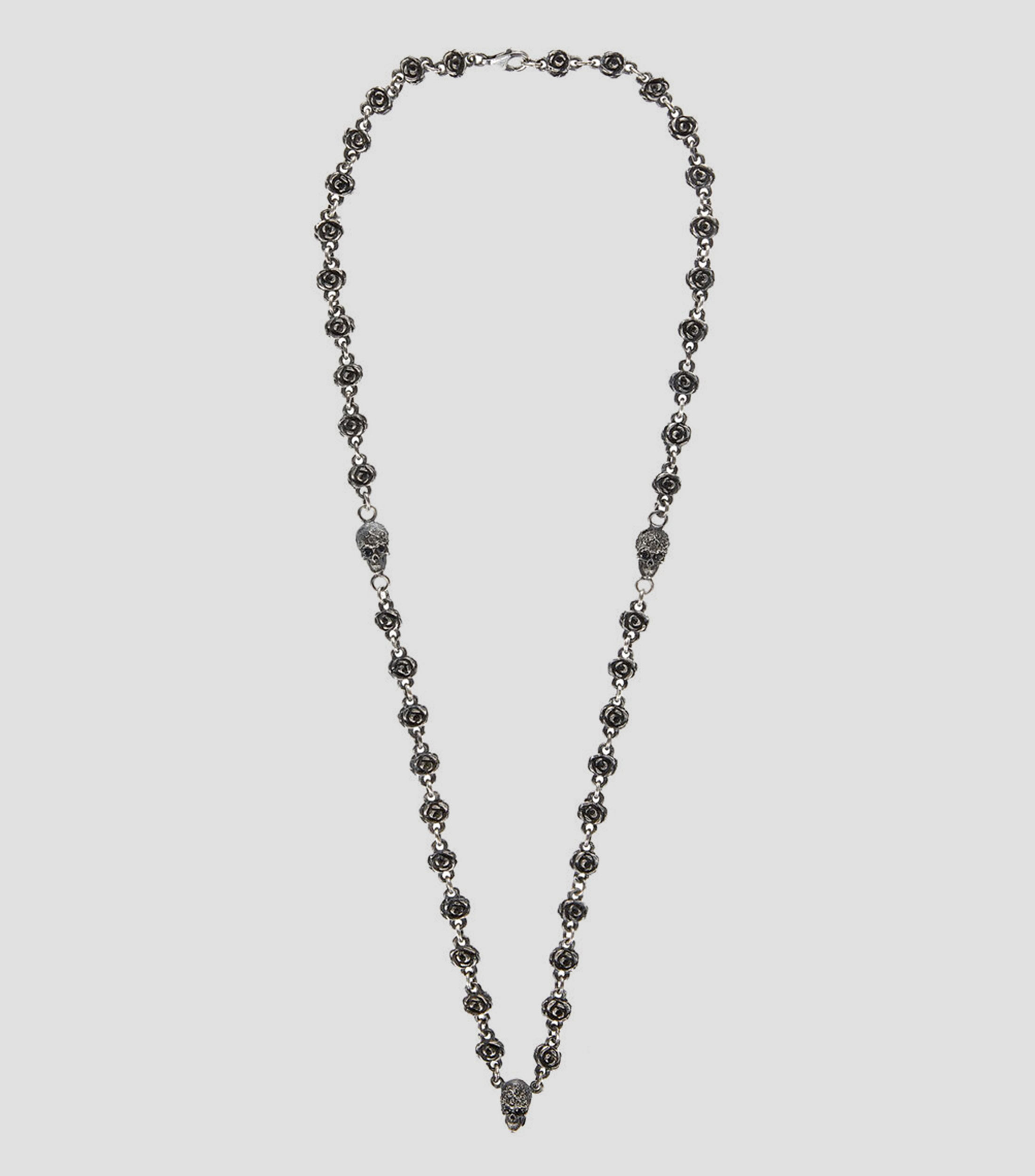 Collar Rose Skull en plata .925 Hombre