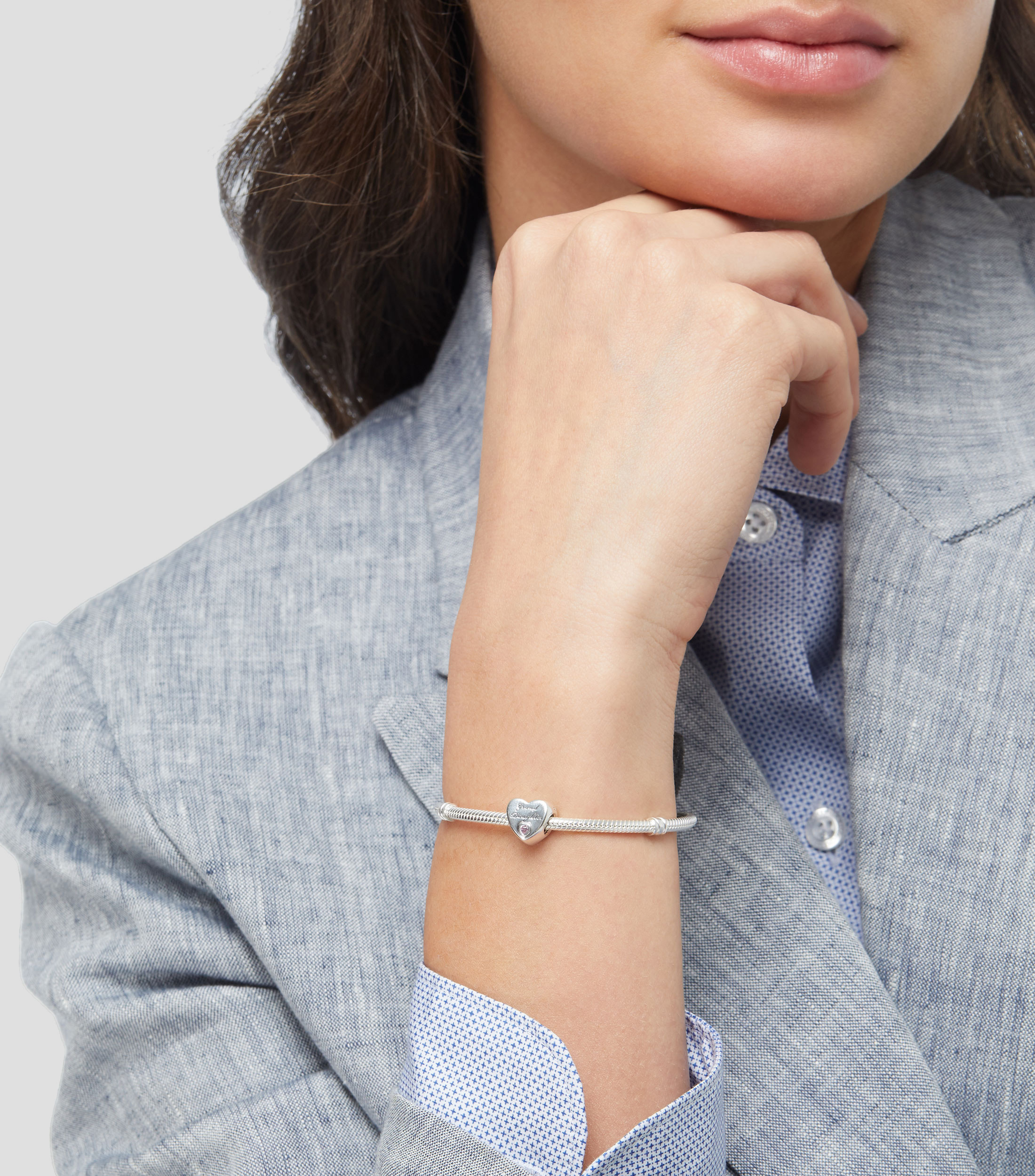 Charm corazón en plata .925 Grand Daughter con circonita Mujer