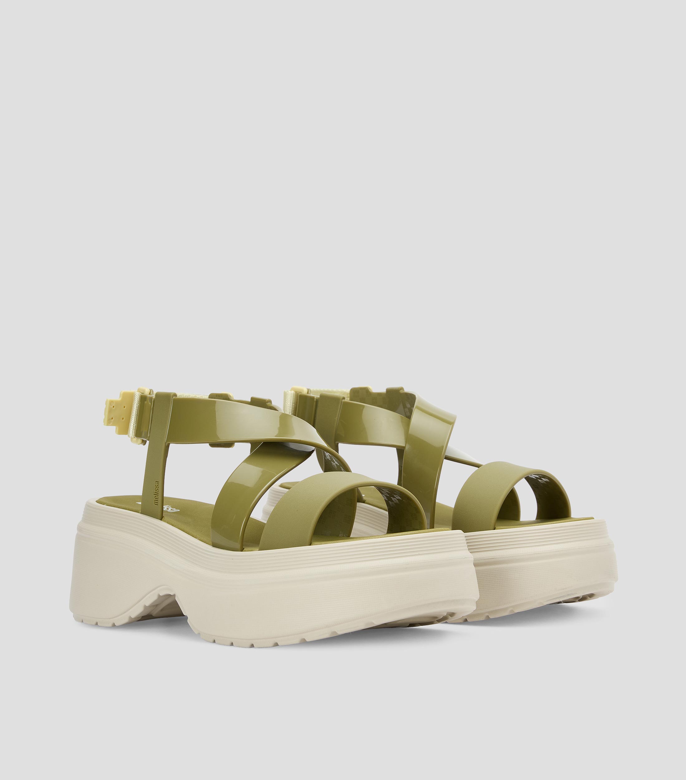 Sandalias de tacón medio con plataforma Mujer