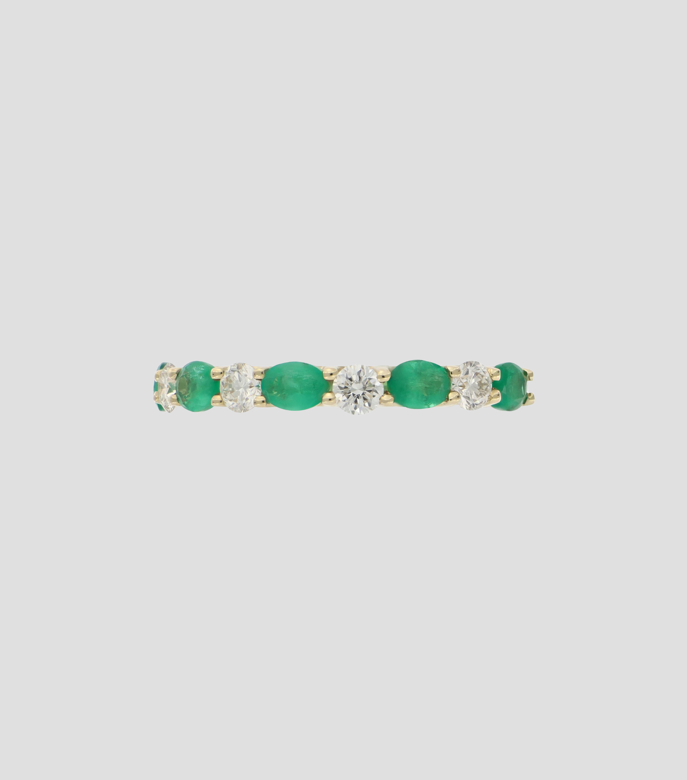 Anillo en oro amarillo de 14 kilates con esmeraldas Mujer