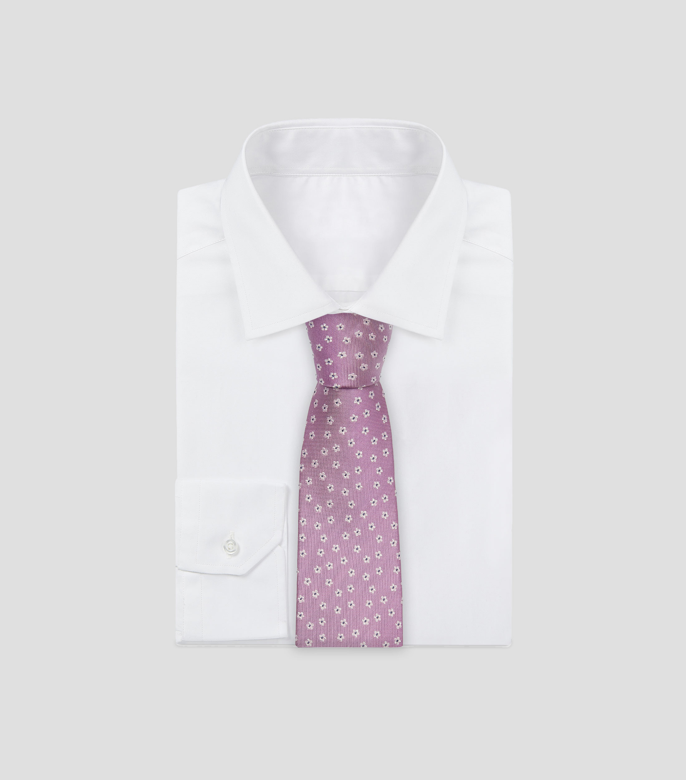 Corbata ancha en seda lila bordada Brera