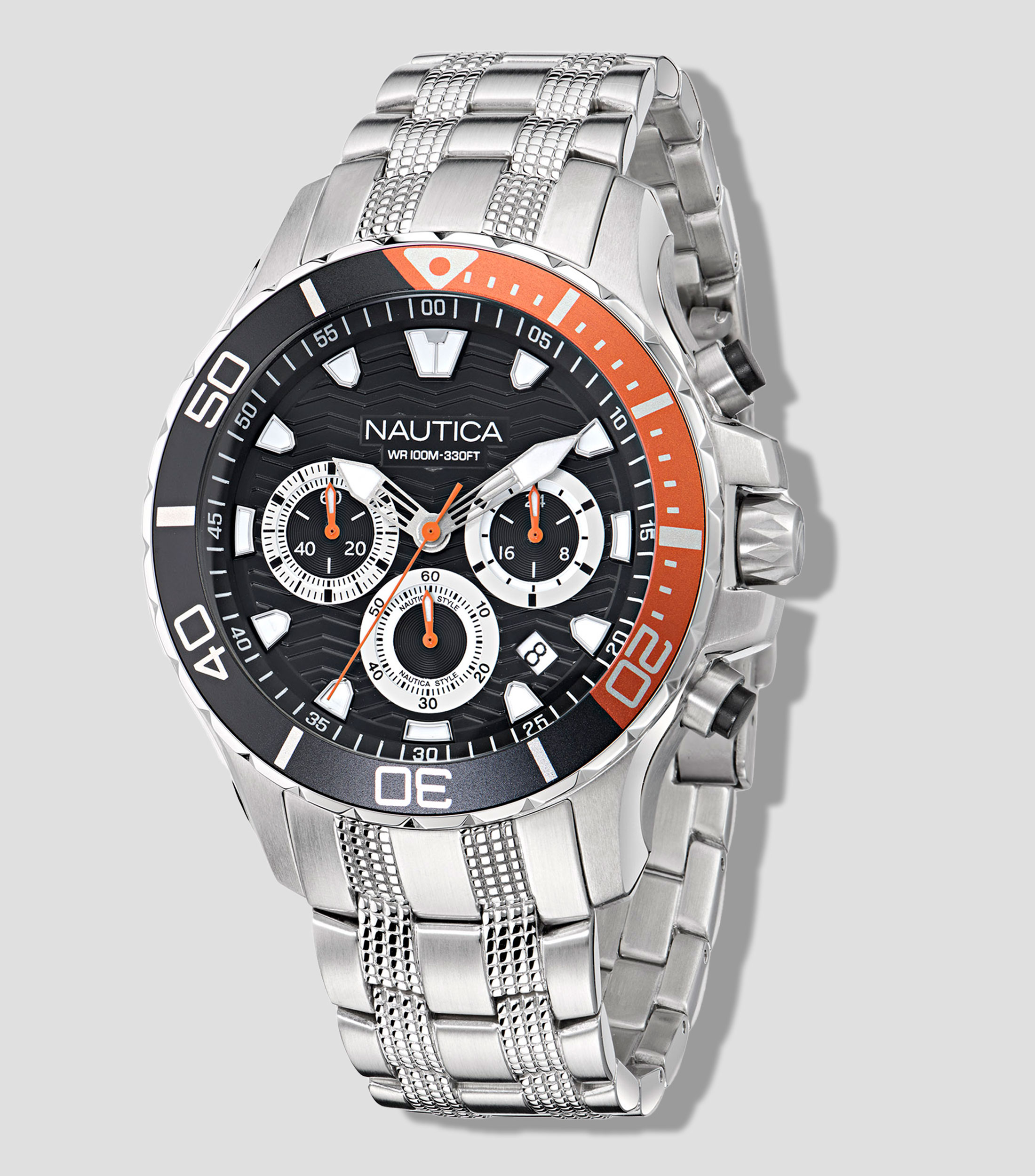 Reloj para Hombre Crono Casual Negro, Plateado